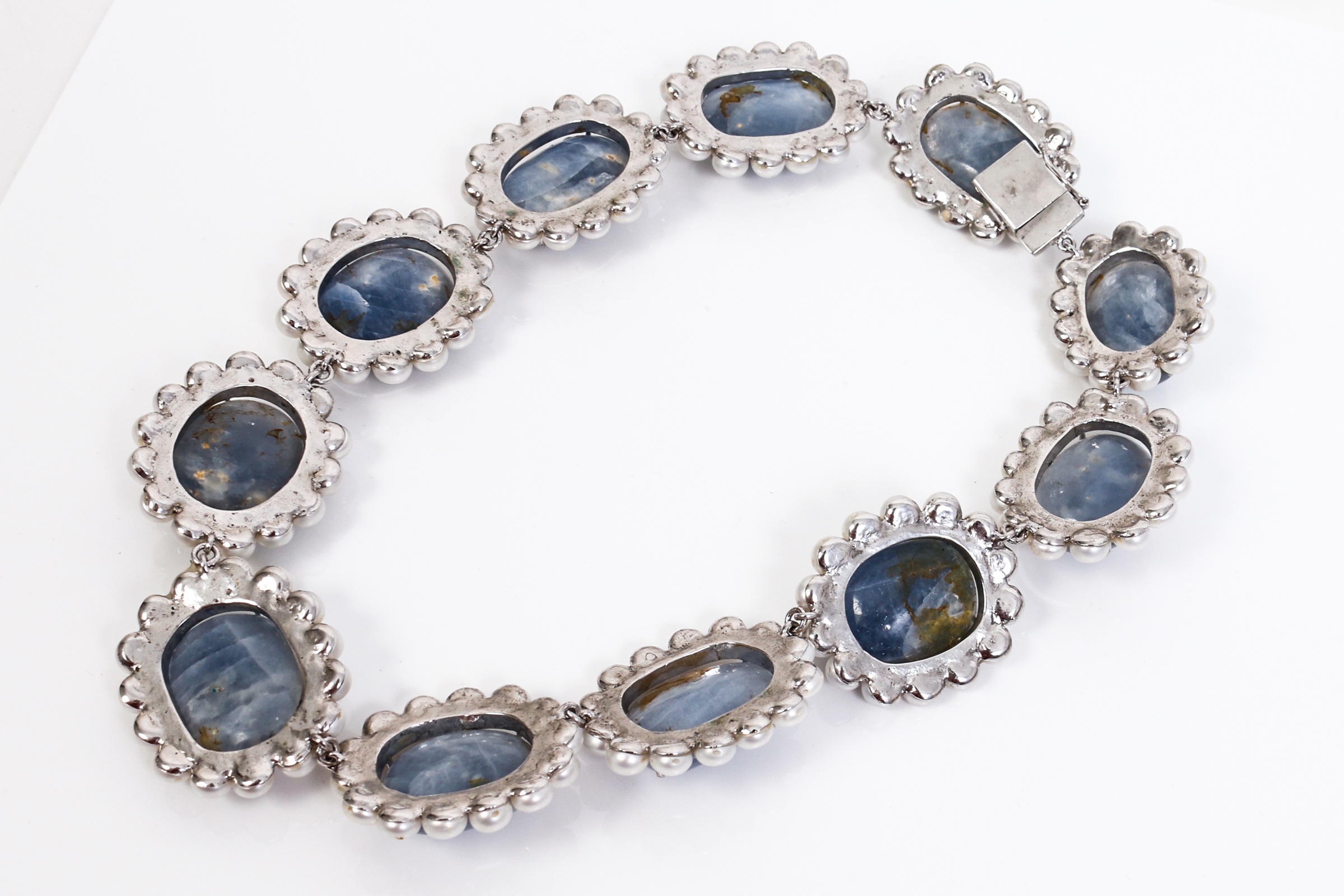 Custom Made Joseph Holland Quartz, Cultured Pearl and Silver Collar Necklace