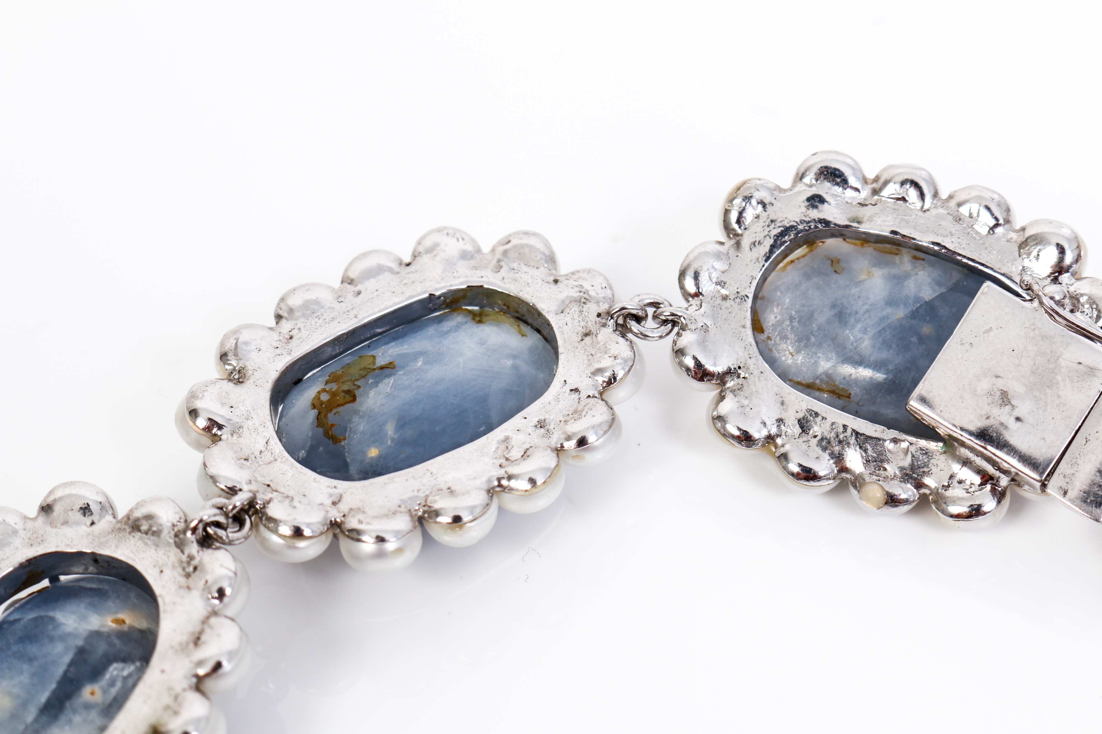 Custom Made Joseph Holland Quartz, Cultured Pearl and Silver Collar Necklace