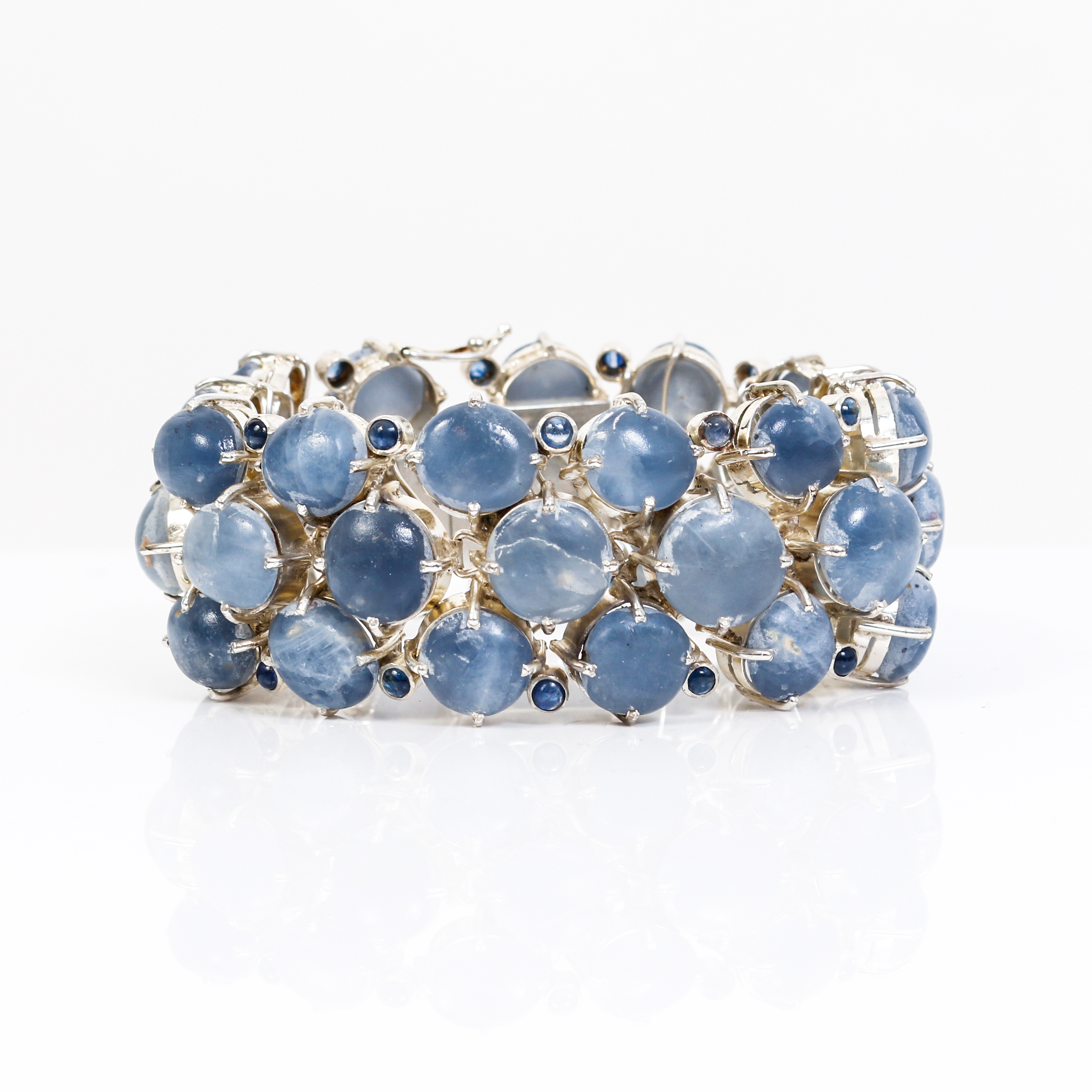 Vintage Quartz , Sapphire and Silver Bracelet