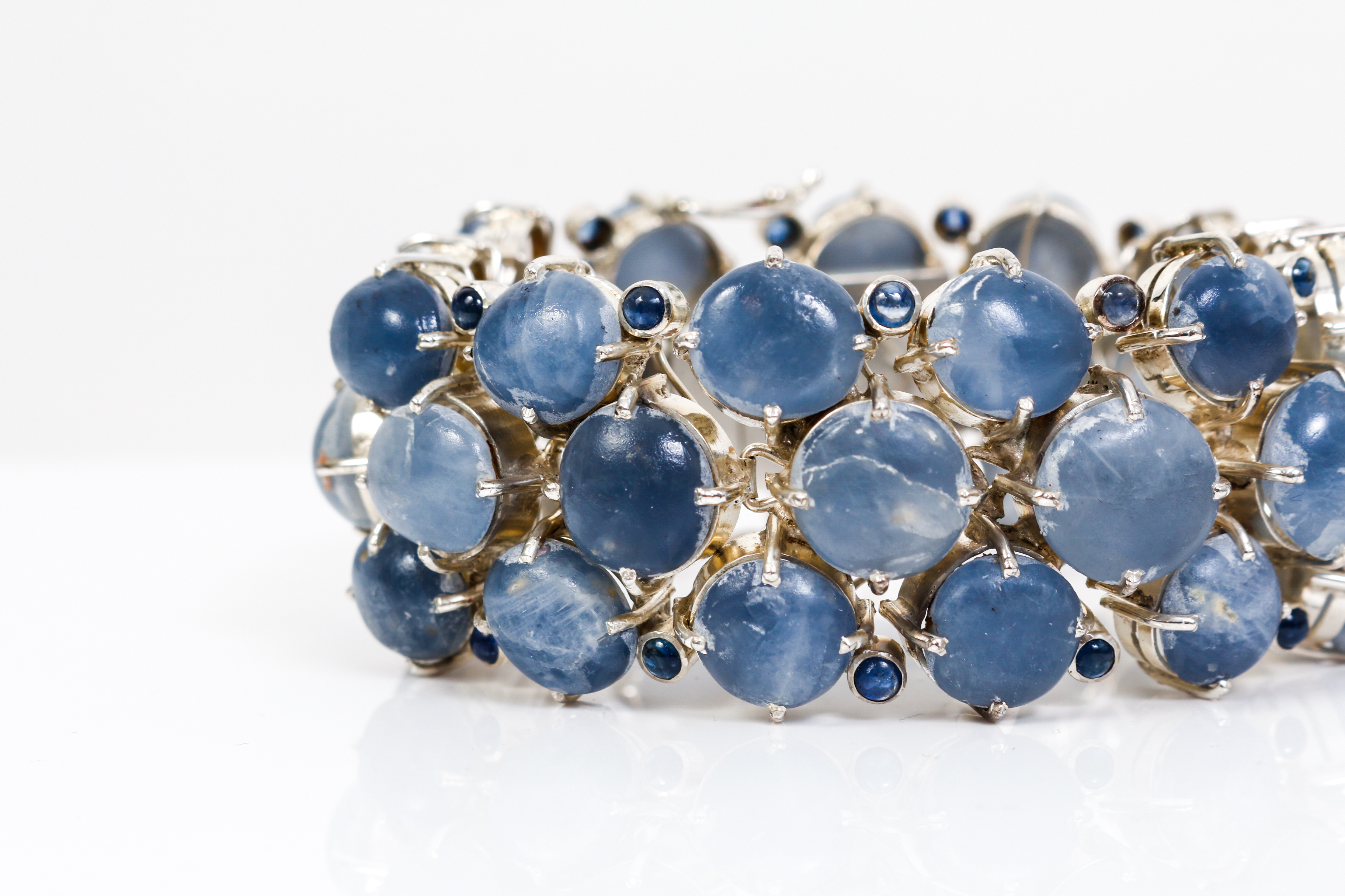 Vintage Quartz , Sapphire and Silver Bracelet