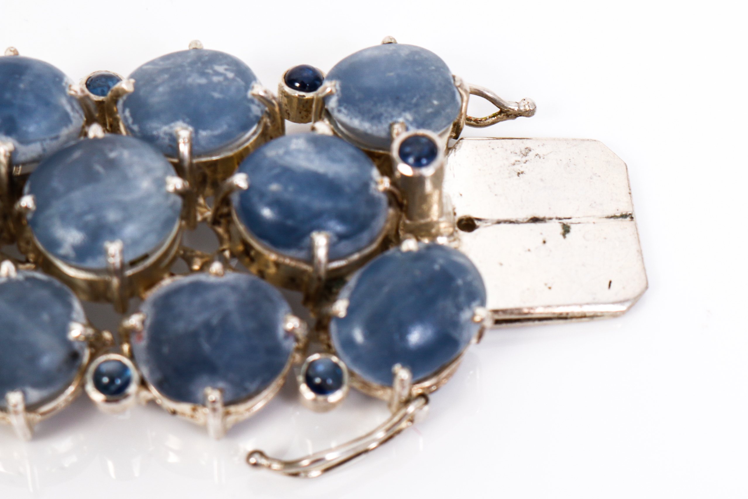 Vintage Quartz , Sapphire and Silver Bracelet