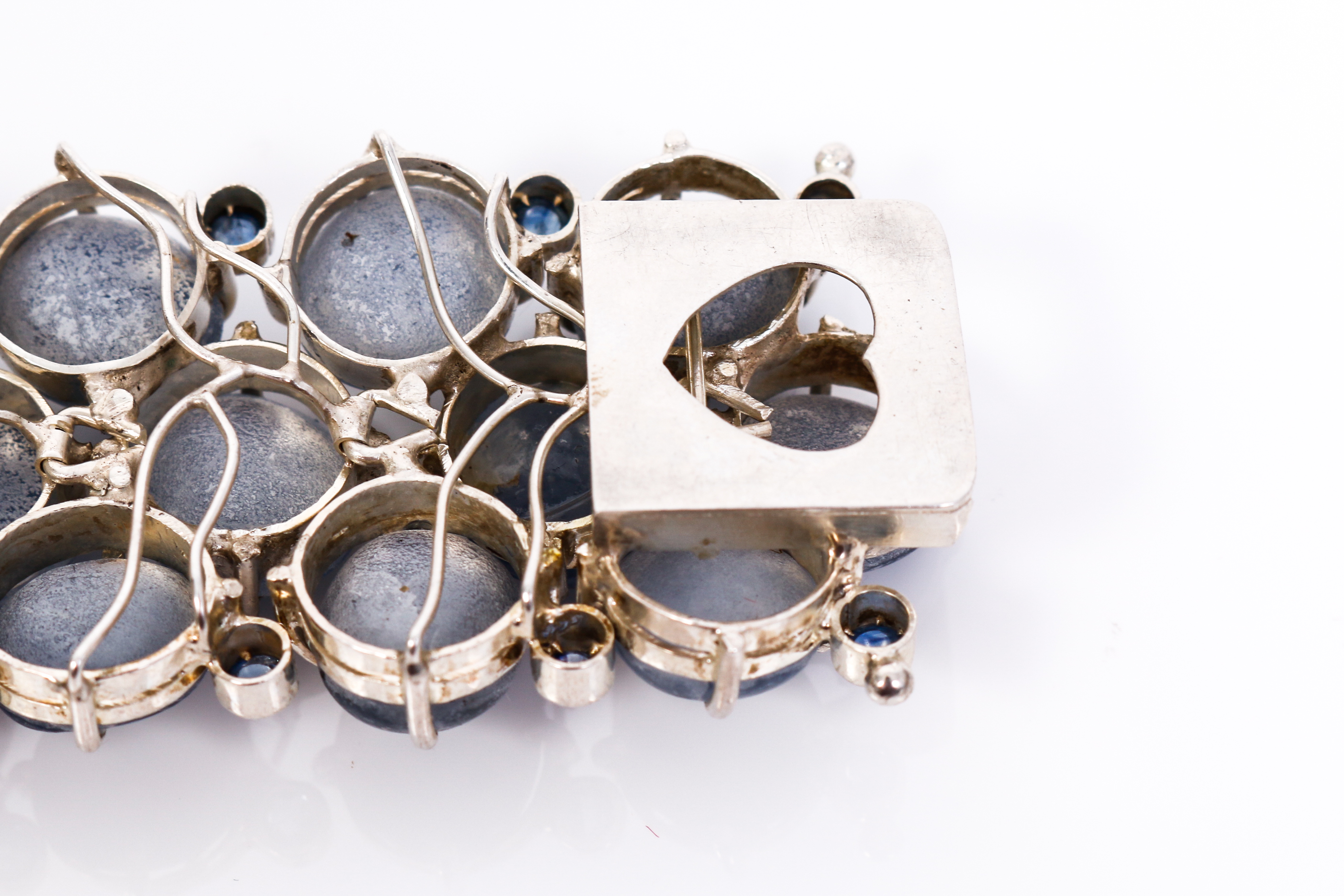 Vintage Quartz , Sapphire and Silver Bracelet