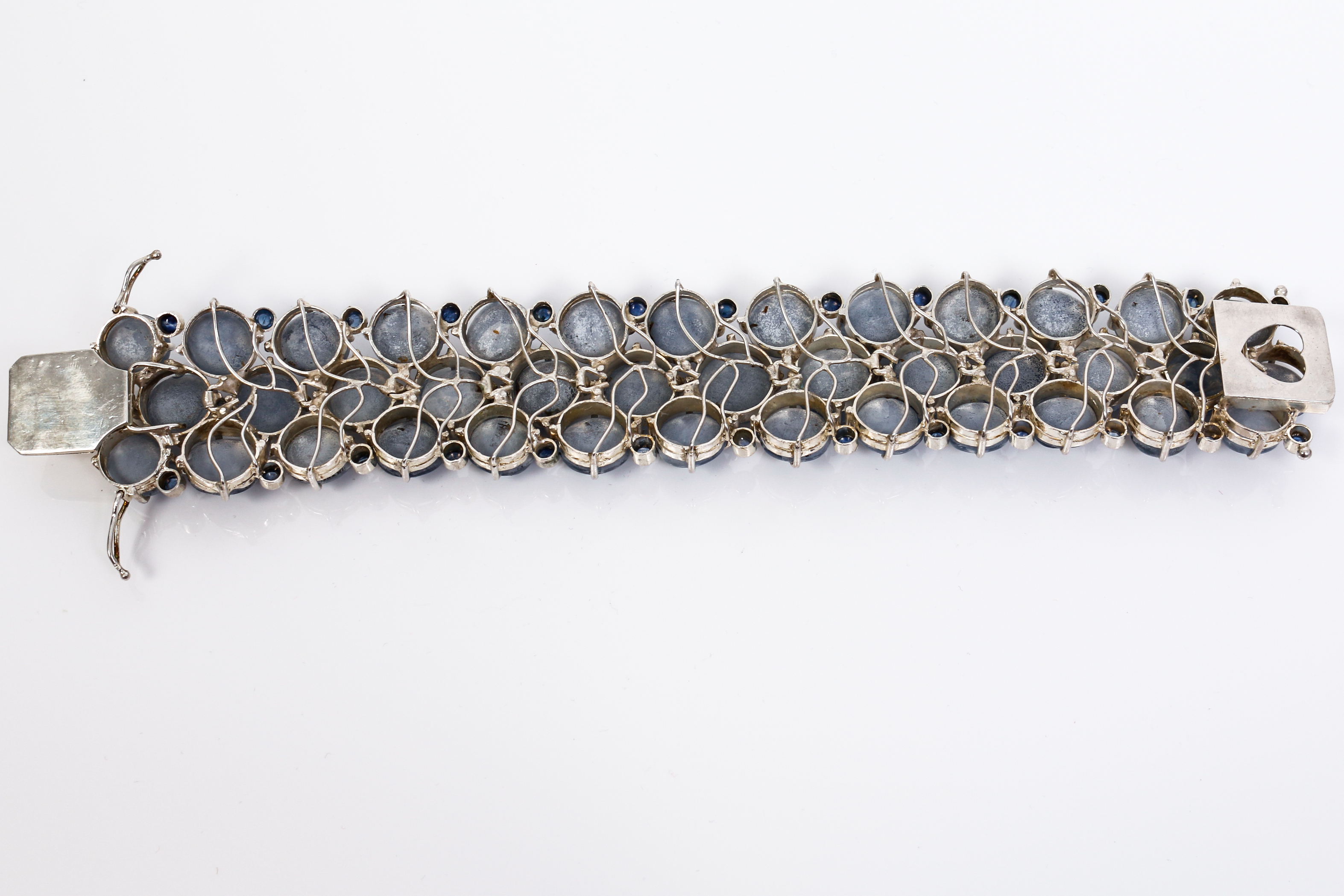 Vintage Quartz , Sapphire and Silver Bracelet