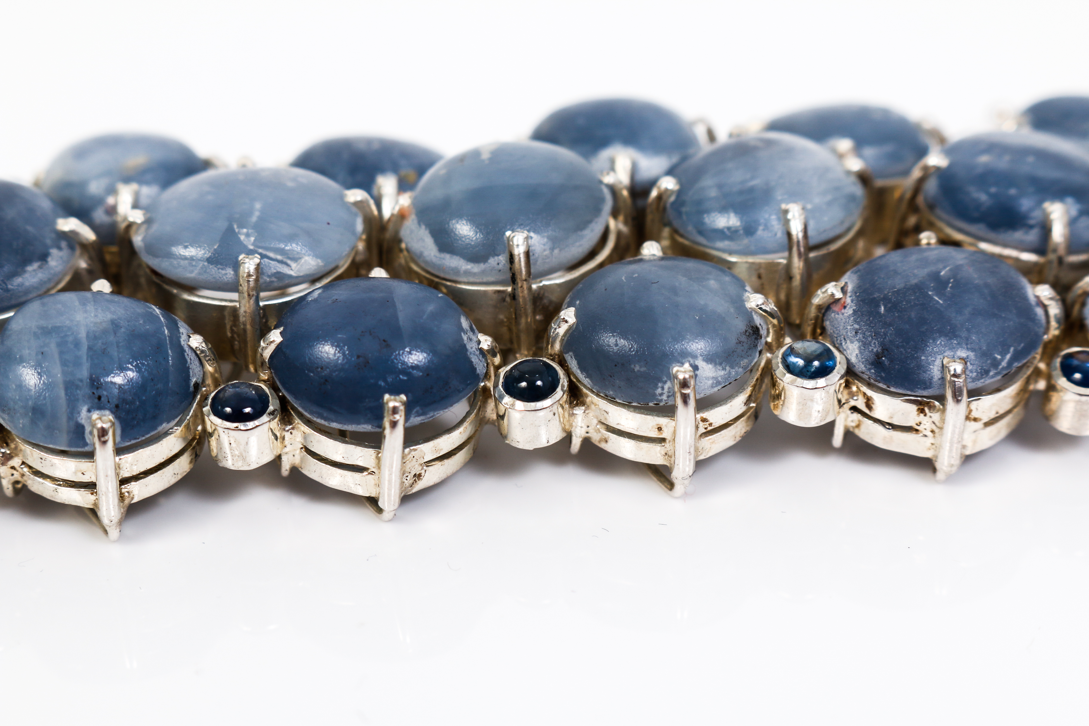 Vintage Quartz , Sapphire and Silver Bracelet