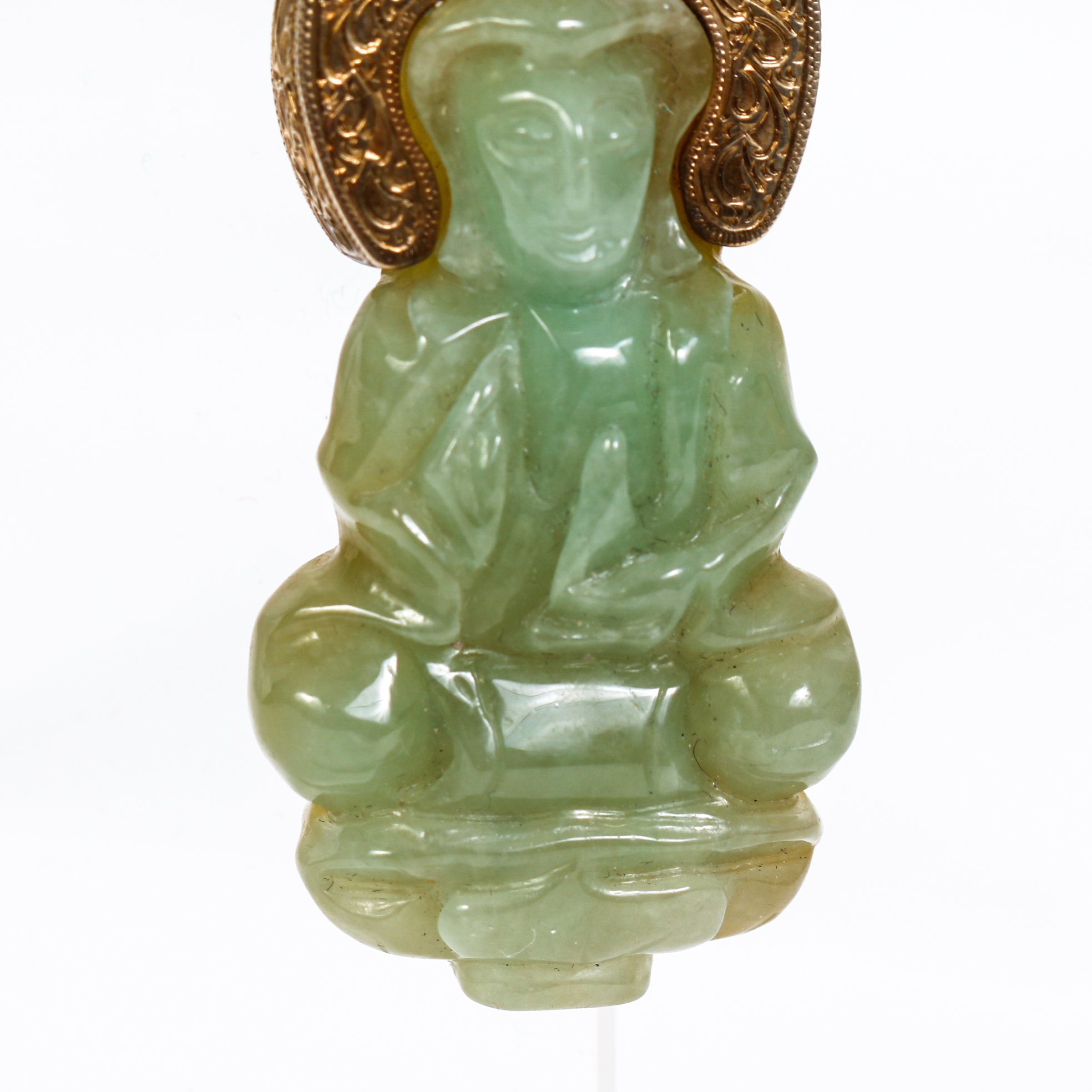 Vintage Jadeite Pendant Mounted in Gold Plated Sterling