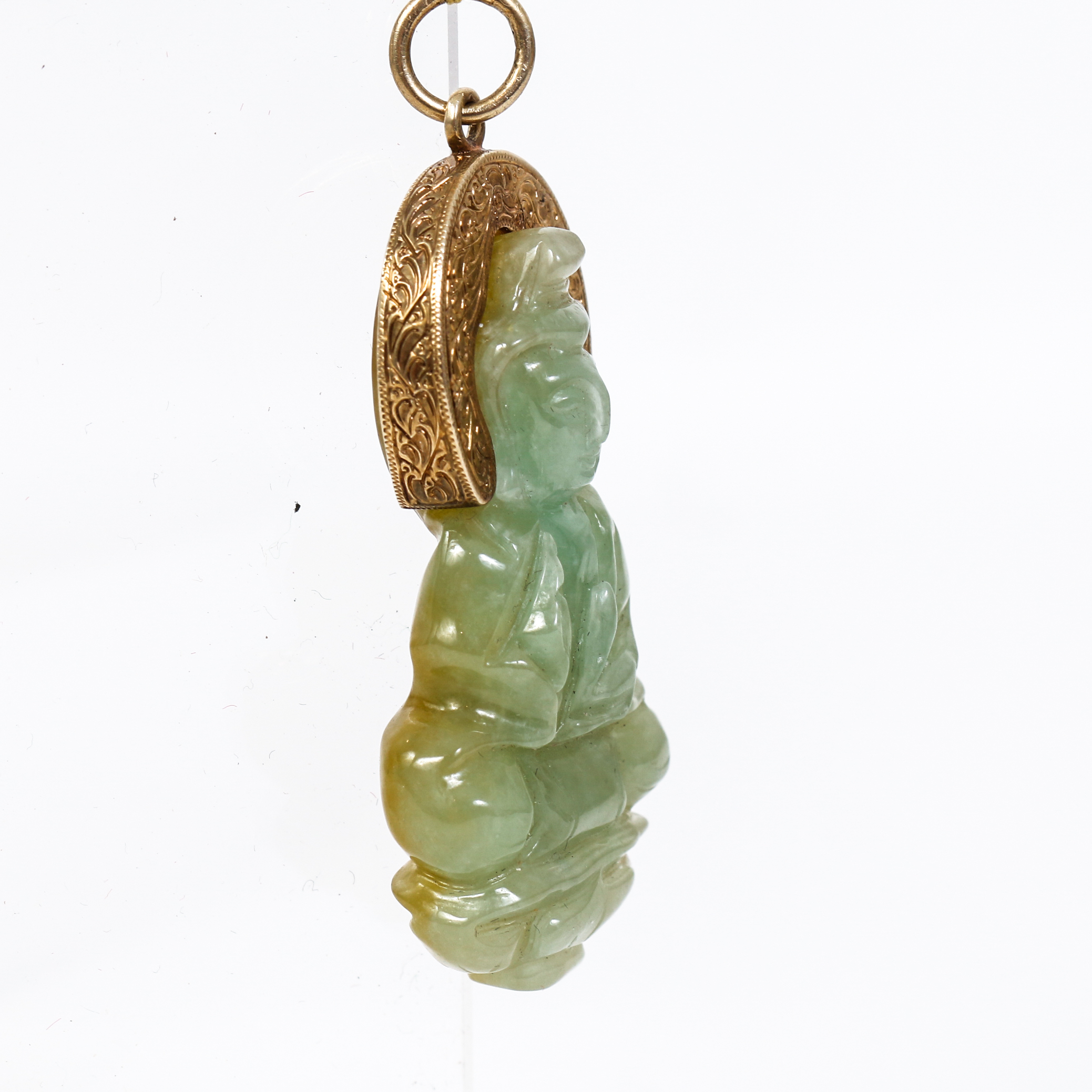 Vintage Jadeite Pendant Mounted in Gold Plated Sterling
