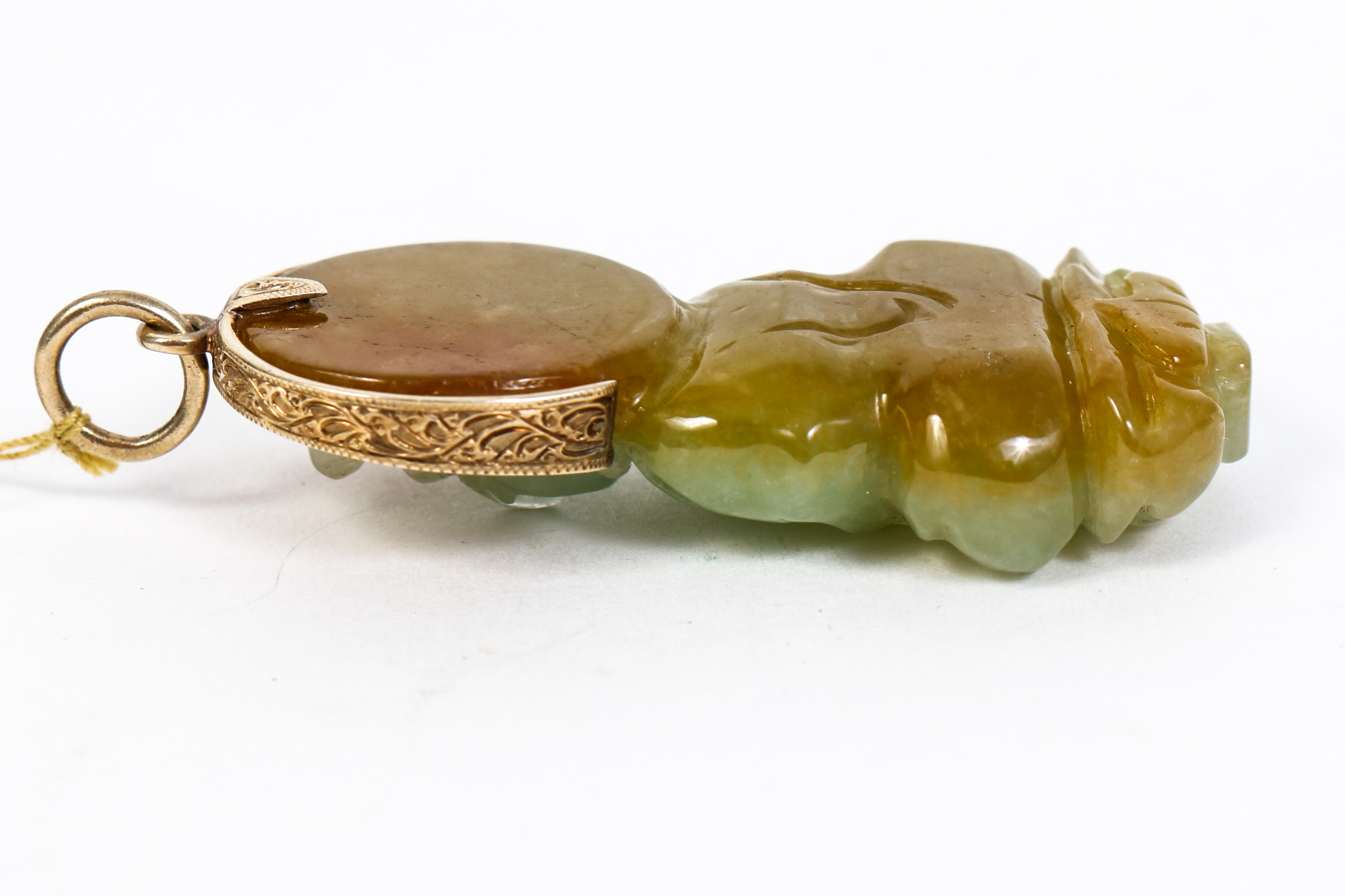 Vintage Jadeite Pendant Mounted in Gold Plated Sterling