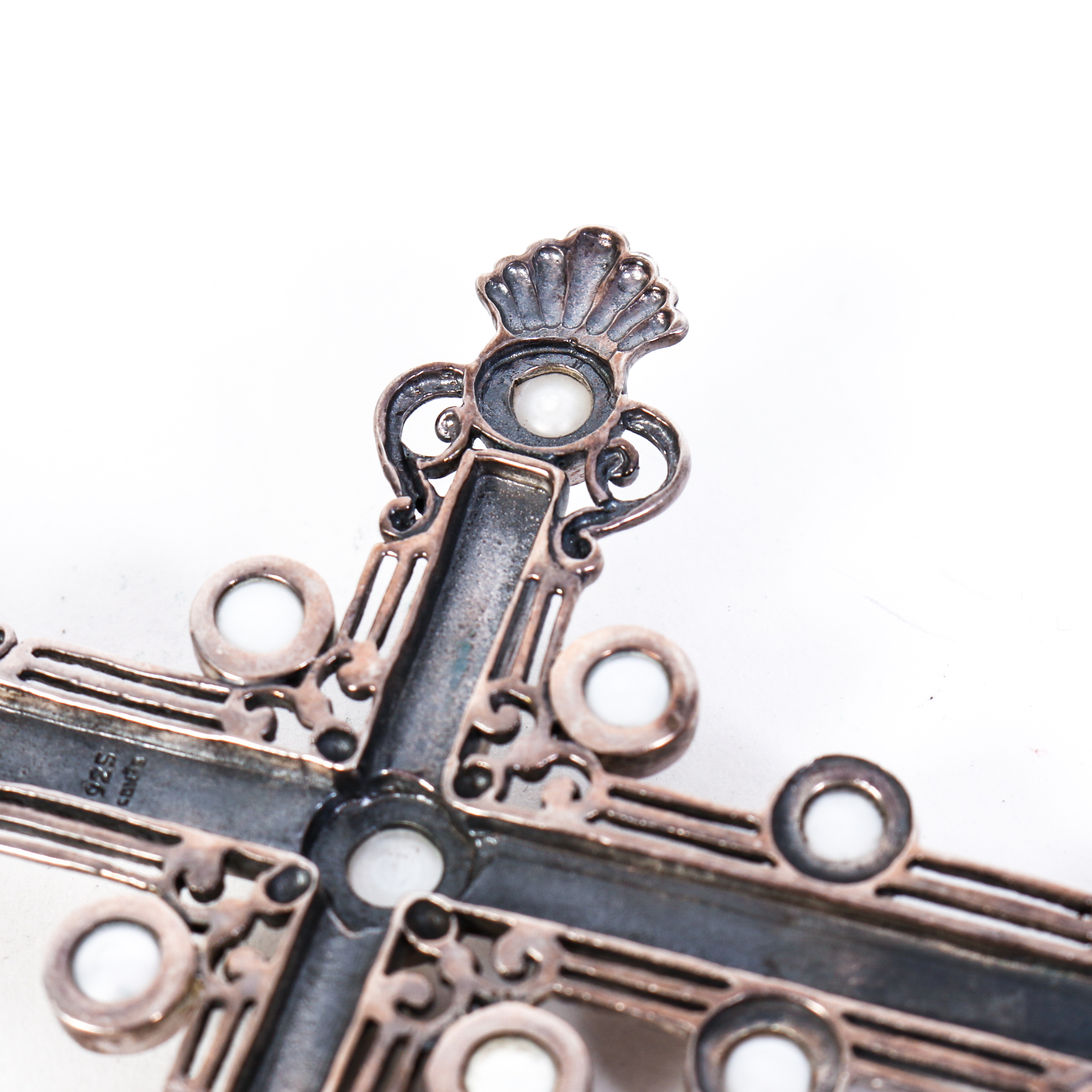 Vintage Peridot, Freshwater Cultured Pearl and Sterling Silver Cross