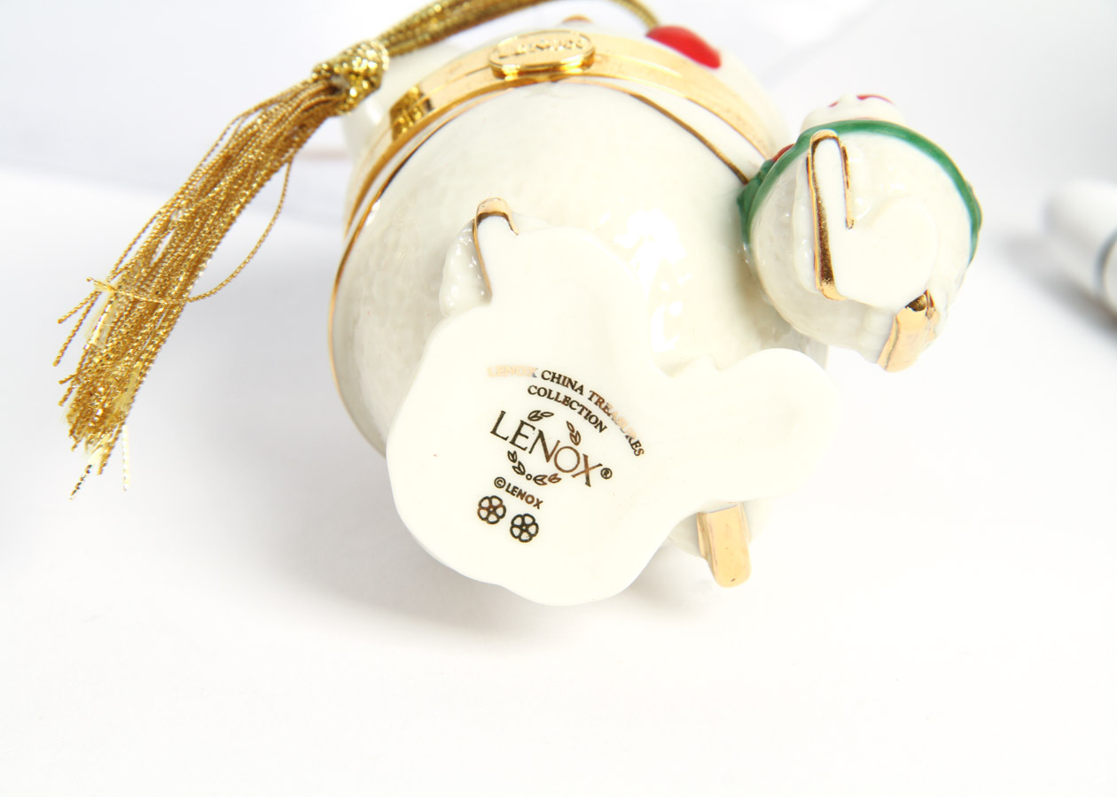 Collection of Lenox Porcelain Christmas Ornaments