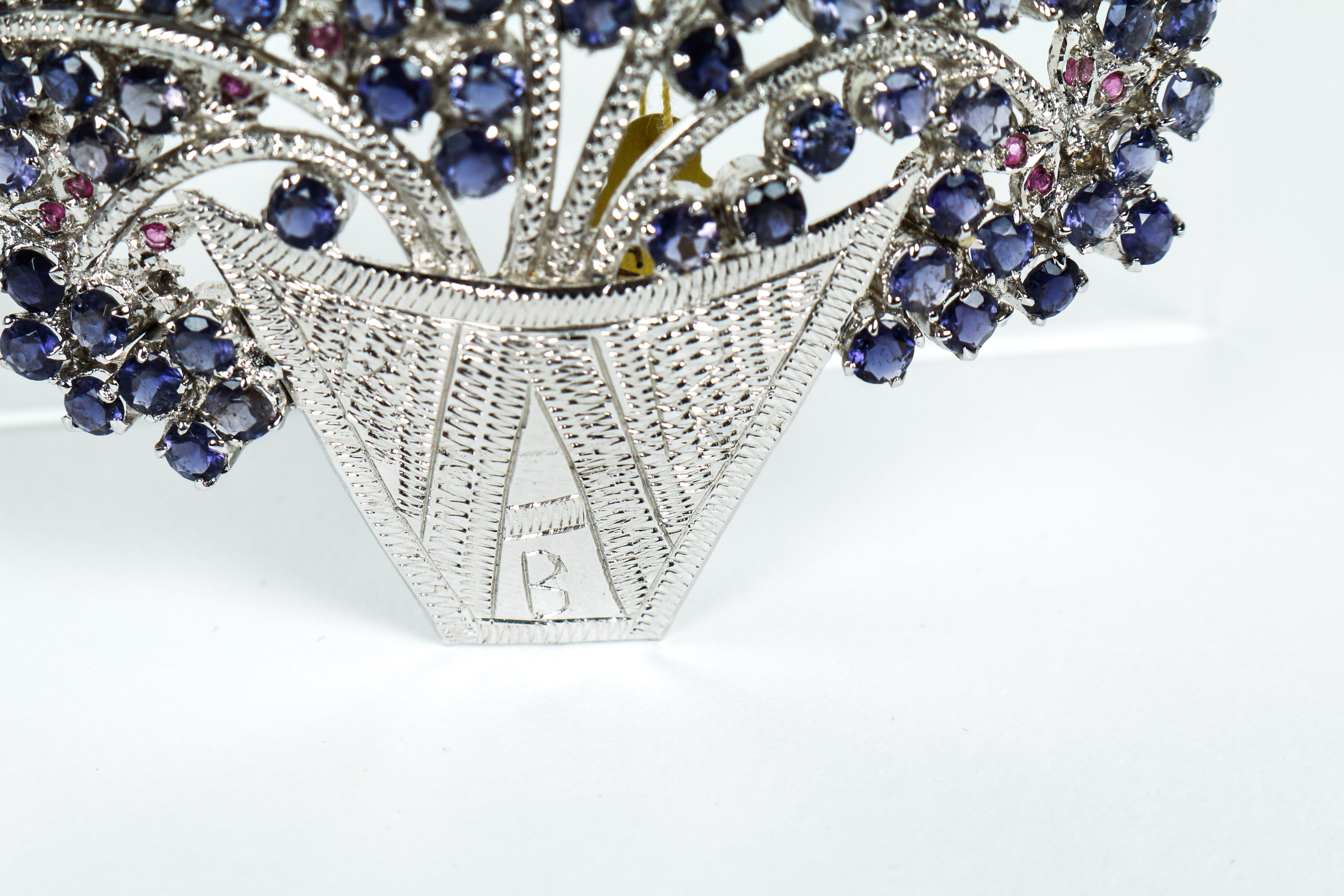 Vintage Iolite, Ruby, and Sterling Silver Pendant-Brooch