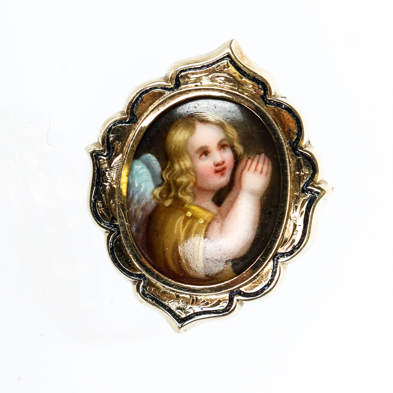 Victorian Gold filled and Enamel Screw Back Earrings