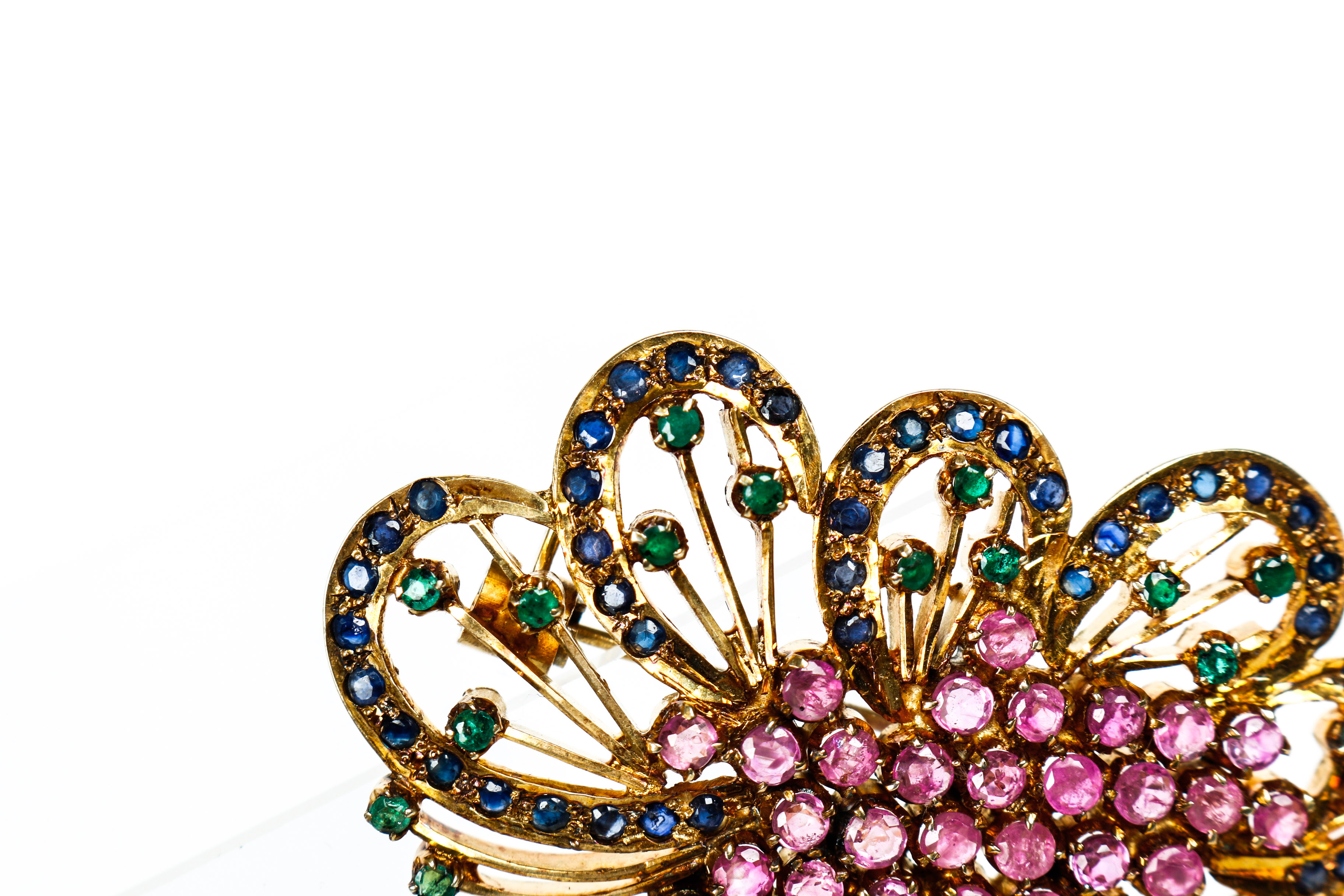 Vintage Ruby, Sapphire, and Emerald and Vermeil Brooch