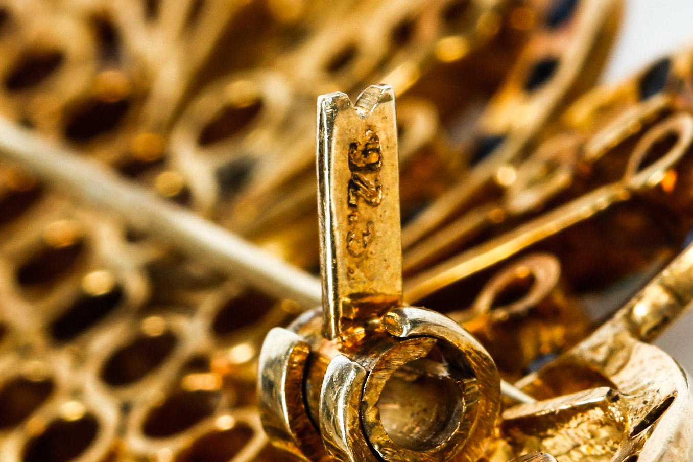 Vintage Ruby, Sapphire, and Emerald and Vermeil Brooch