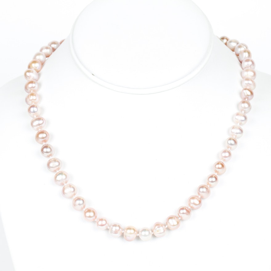 Dyed Freshwater Cultured Pearl Necklace with Sterling Silver Clasp