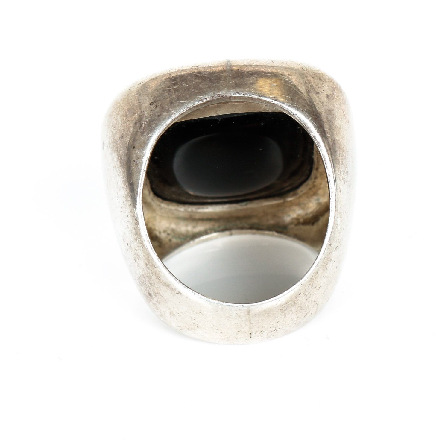 Vintage Sterling Silver and Black Onyx Intaglio Ring