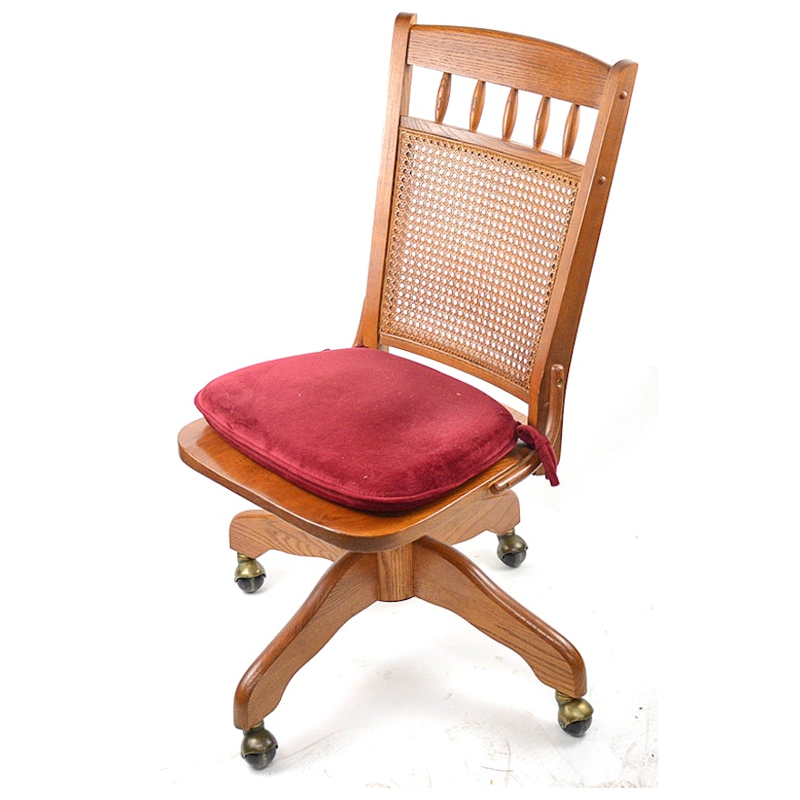 Vintage Oak Cane Back Office Chair