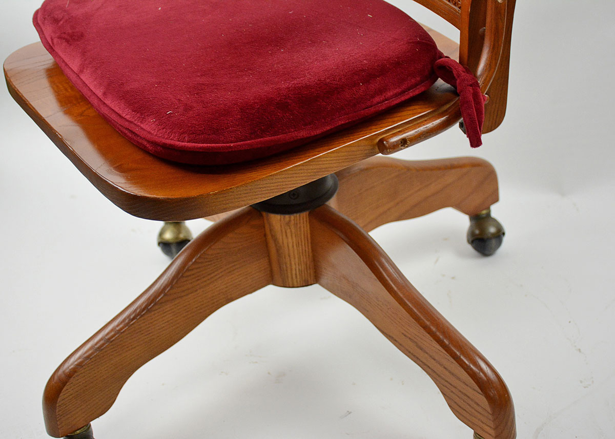 Vintage Oak Cane Back Office Chair