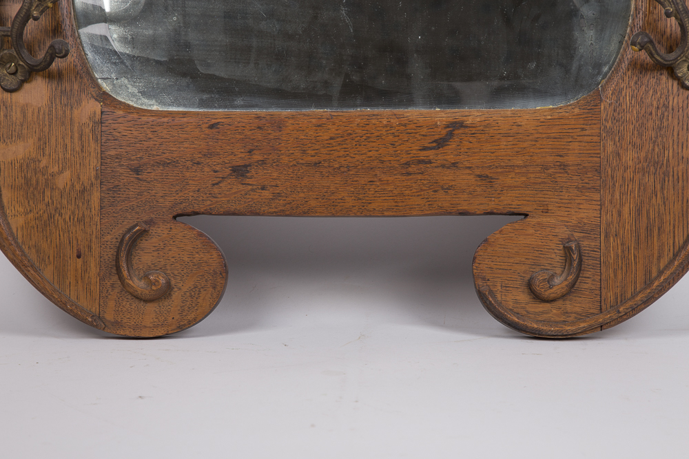 Antique Oak Framed Hall Mirror