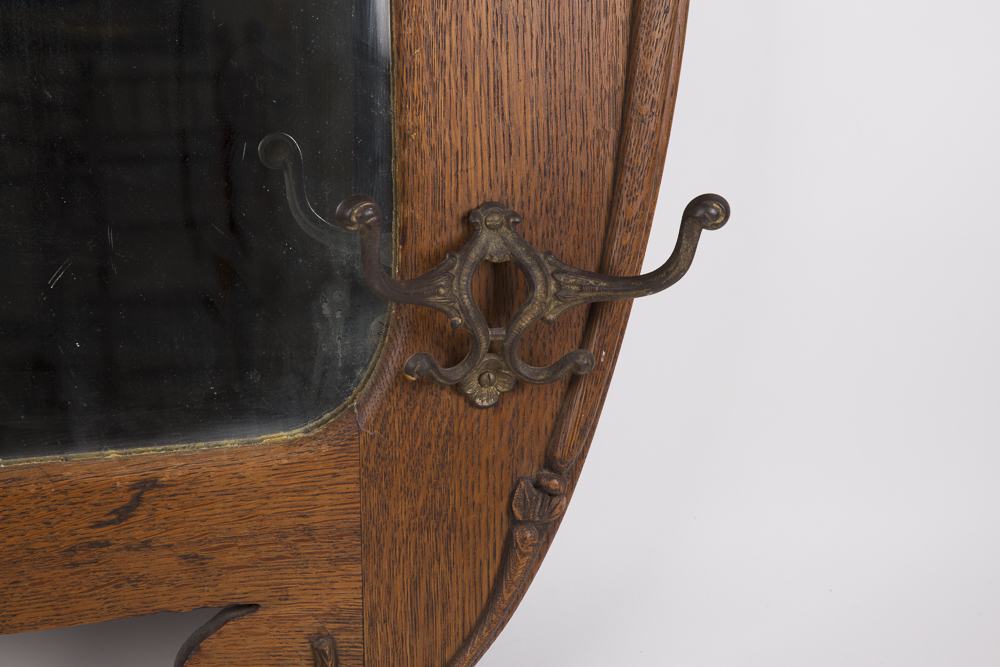 Antique Oak Framed Hall Mirror