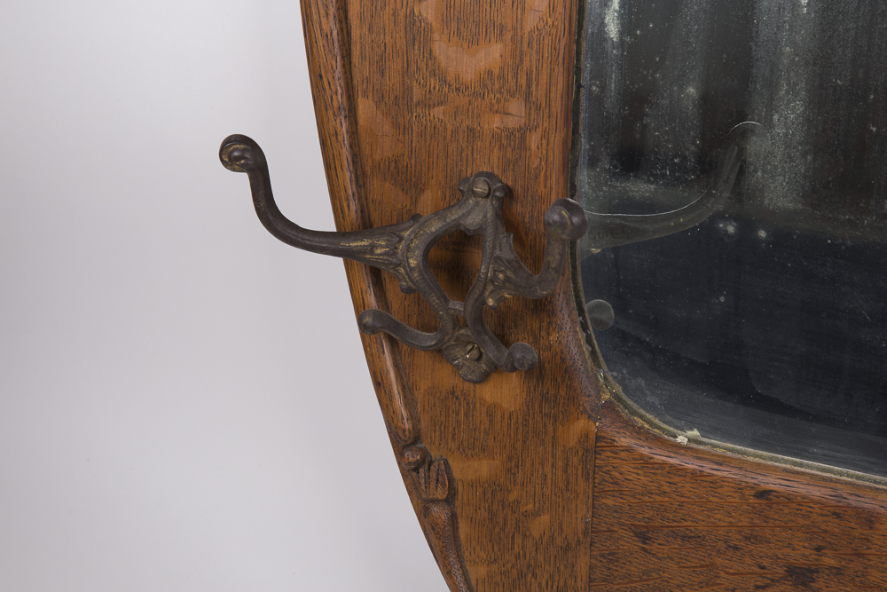 Antique Oak Framed Hall Mirror