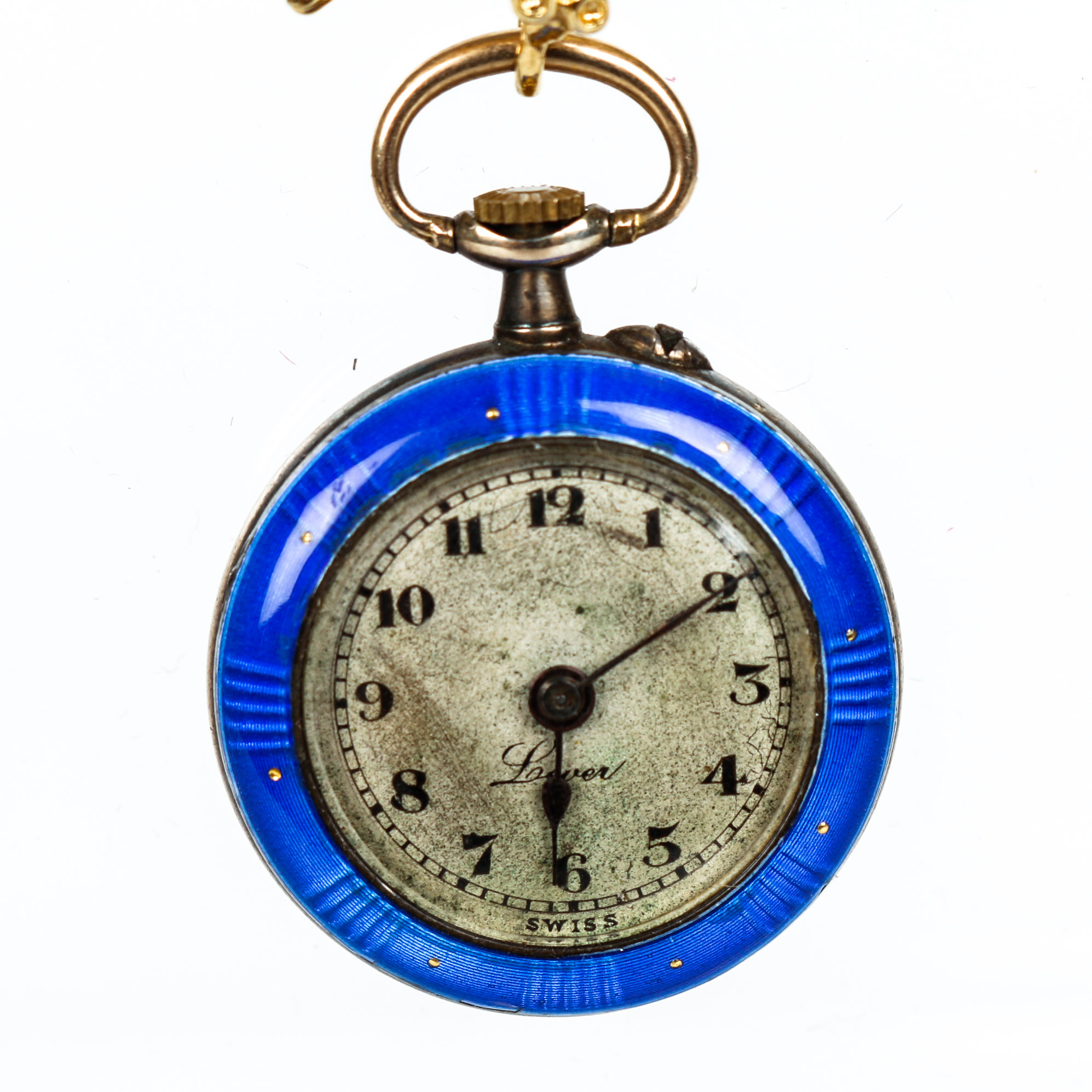 18K and Sterling Blue Enamel Women's Watch with Lapis Bee Pendant