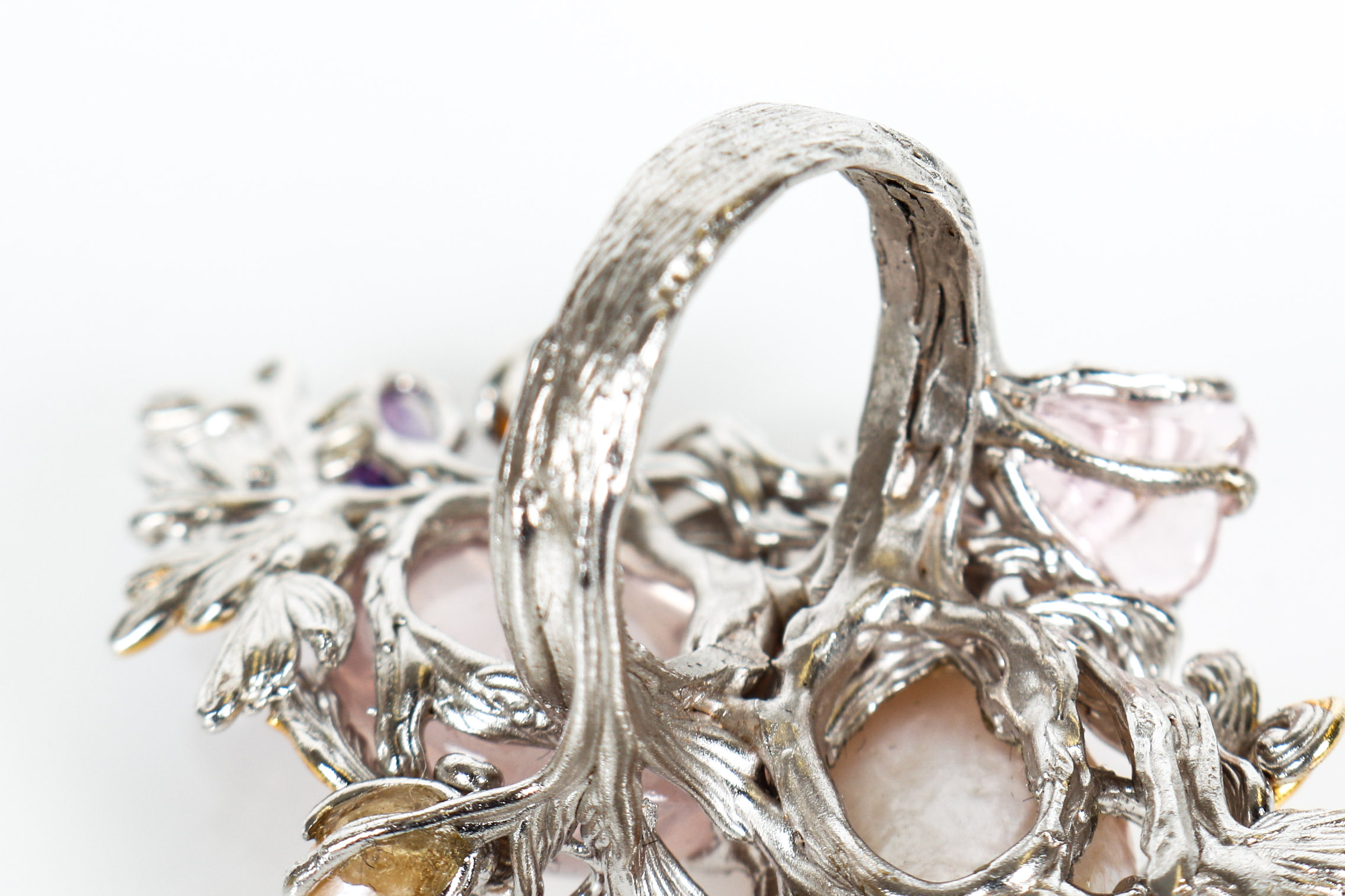 Joseph Holland Custom Multi-Stone, Freshwater Cultured Pearl, Sterling Silver and Vermeil Ring