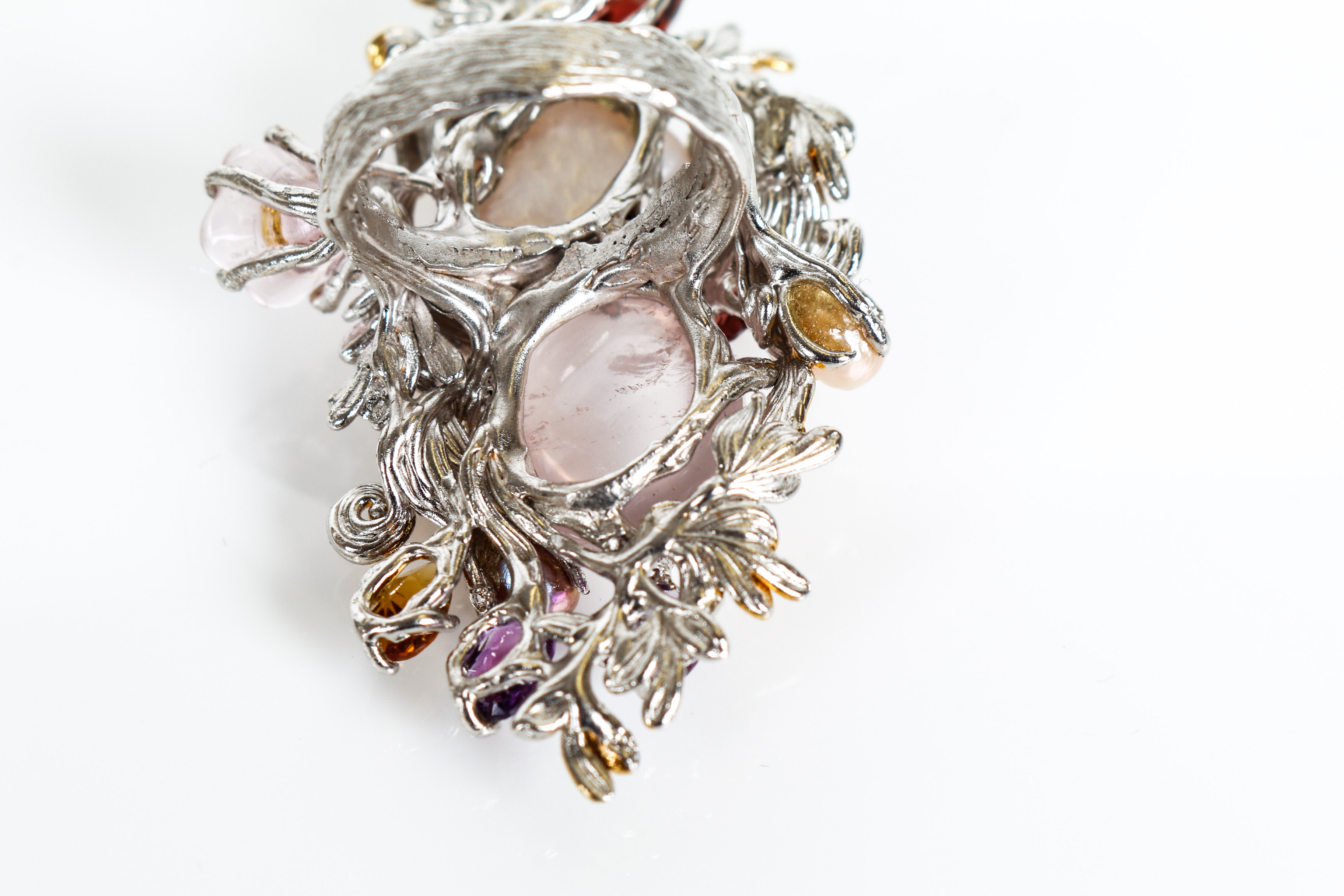 Joseph Holland Custom Multi-Stone, Freshwater Cultured Pearl, Sterling Silver and Vermeil Ring