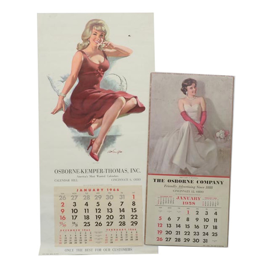 Pair of Original Vintage Pinup Art Calendars