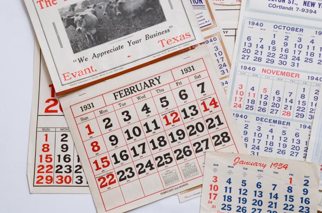 Large Collection of Original Vintage Calendars