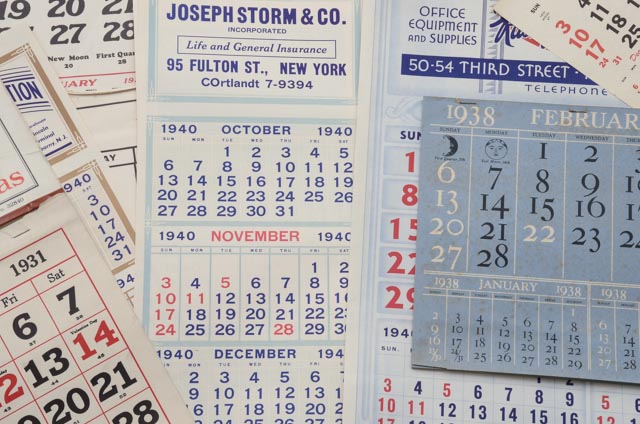 Large Collection of Original Vintage Calendars