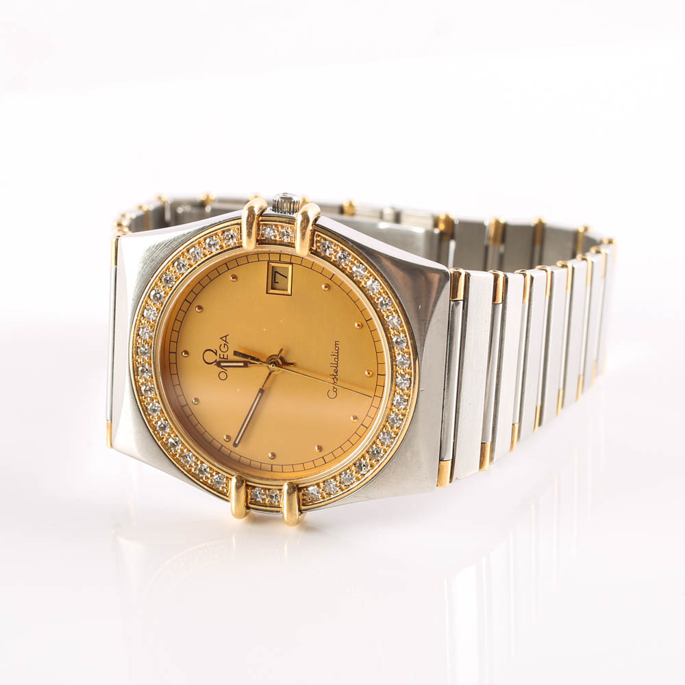 18K Stainless Steel Diamond Omega Constellation Men's Watch