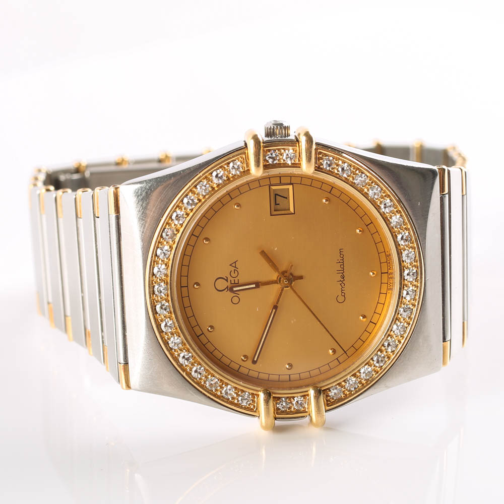 18K Stainless Steel Diamond Omega Constellation Men's Watch