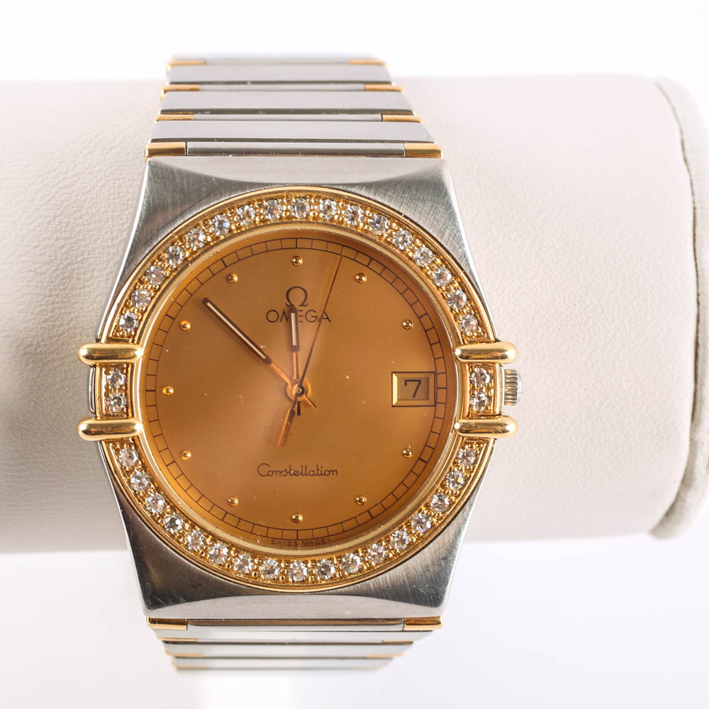 18K Stainless Steel Diamond Omega Constellation Men's Watch