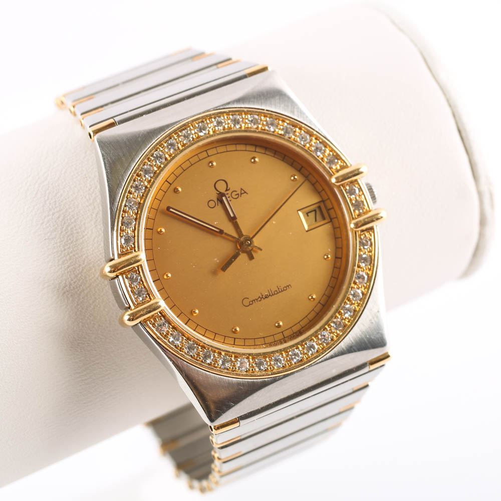 18K Stainless Steel Diamond Omega Constellation Men's Watch