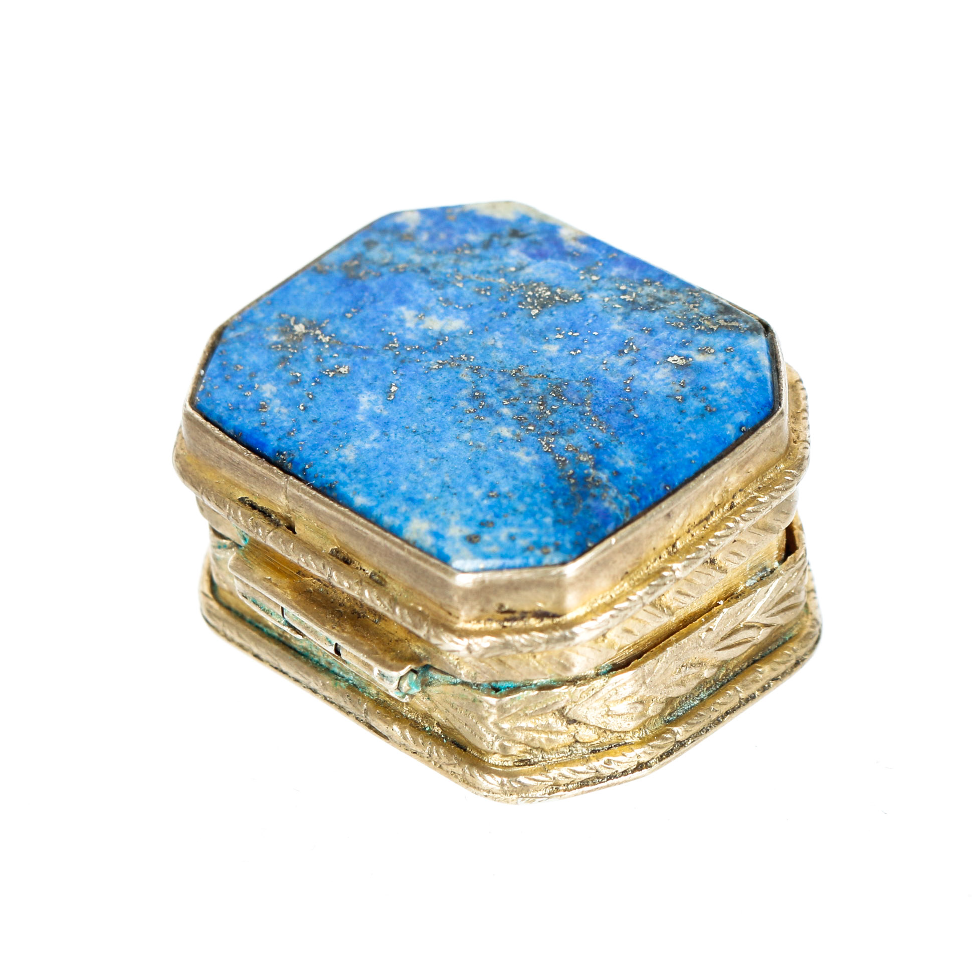 Vintage Lapis Lazuli and Vermeil Pill Box