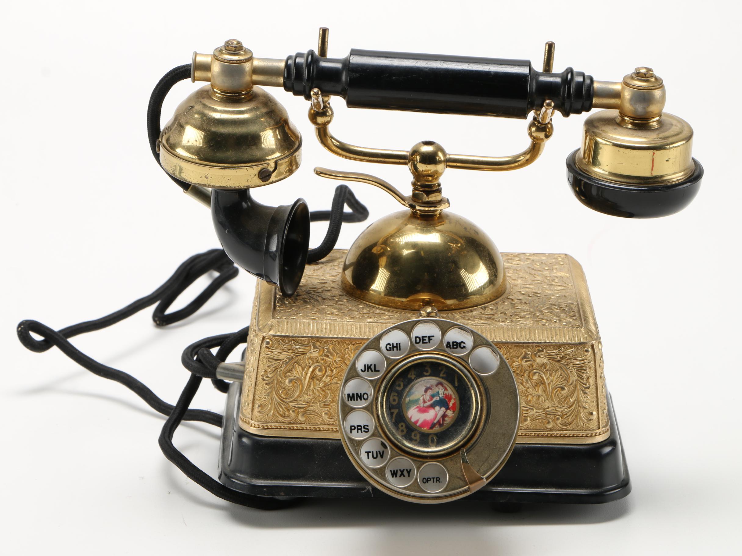 Brass Rotary Cradle Telephone