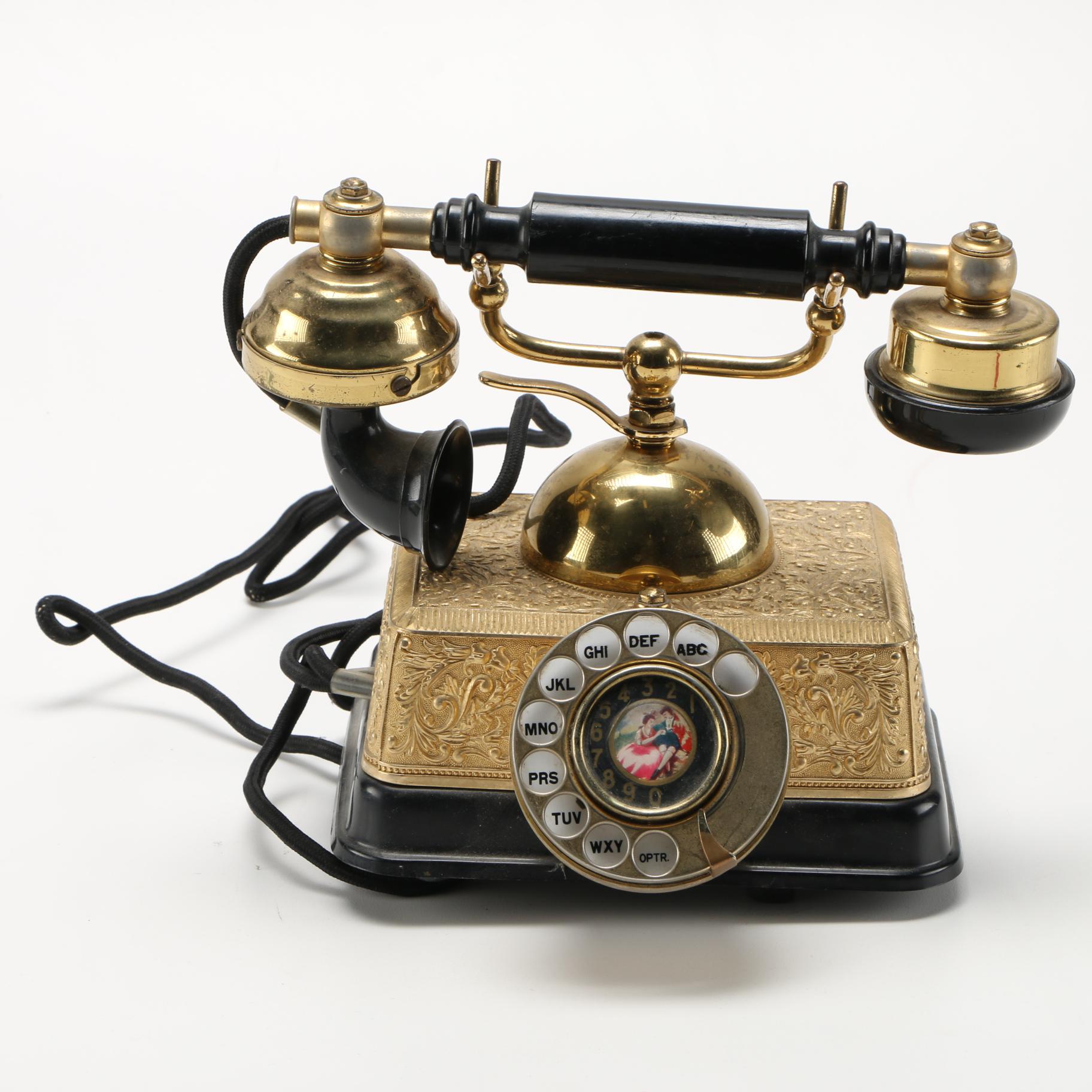 Brass Rotary Cradle Telephone
