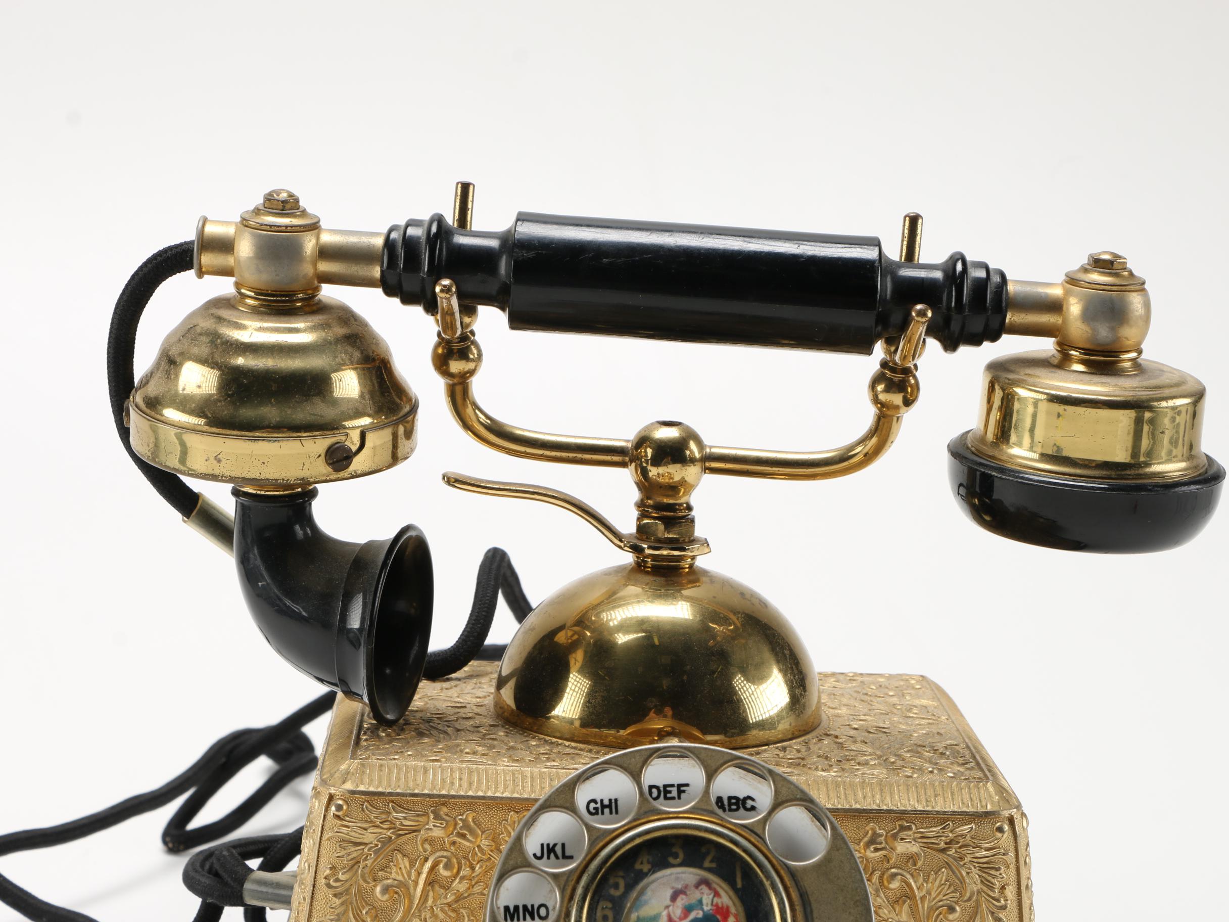 Brass Rotary Cradle Telephone