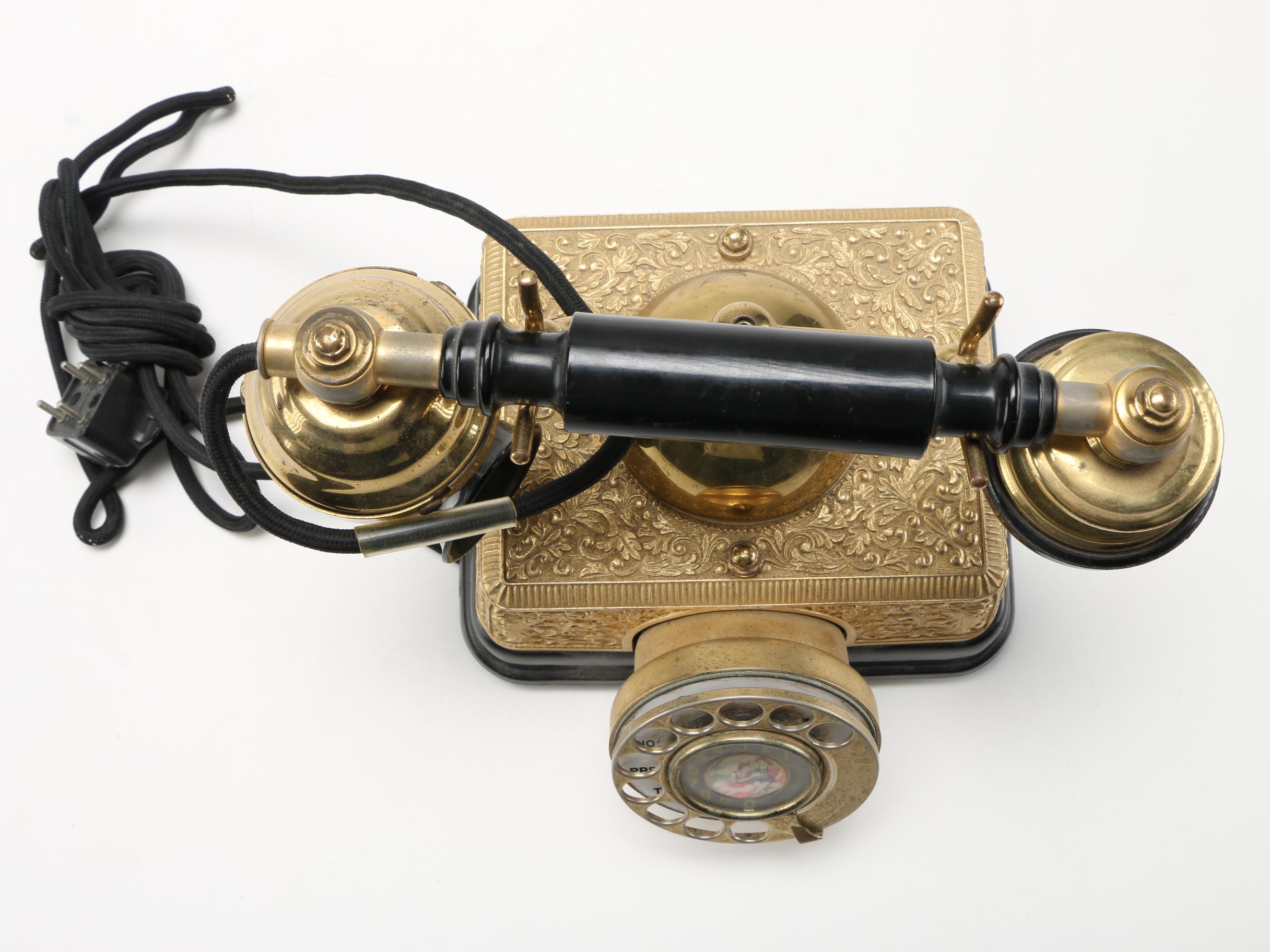 Brass Rotary Cradle Telephone