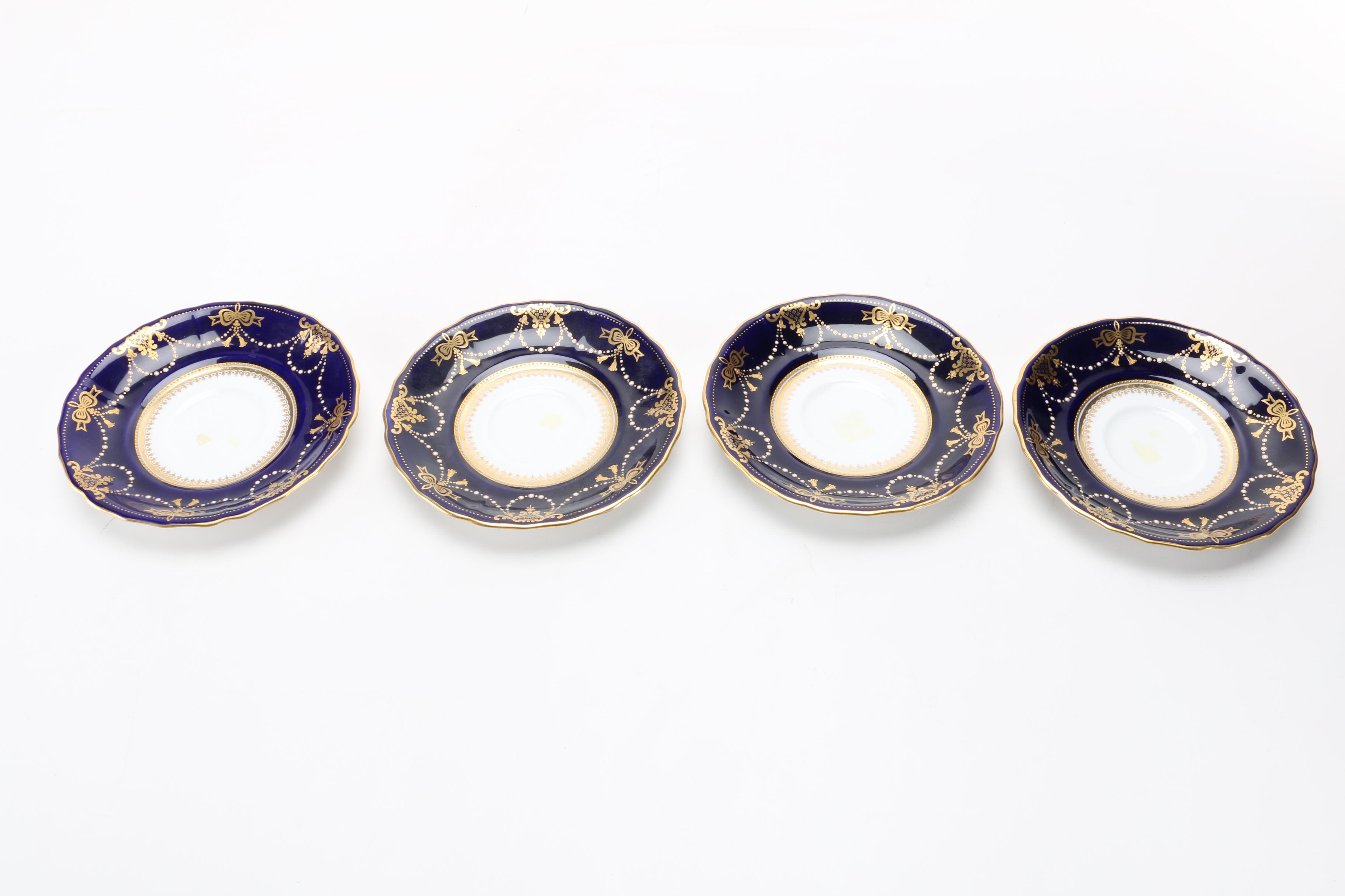 Spode and Limoges Porcelain Teacups and Saucers