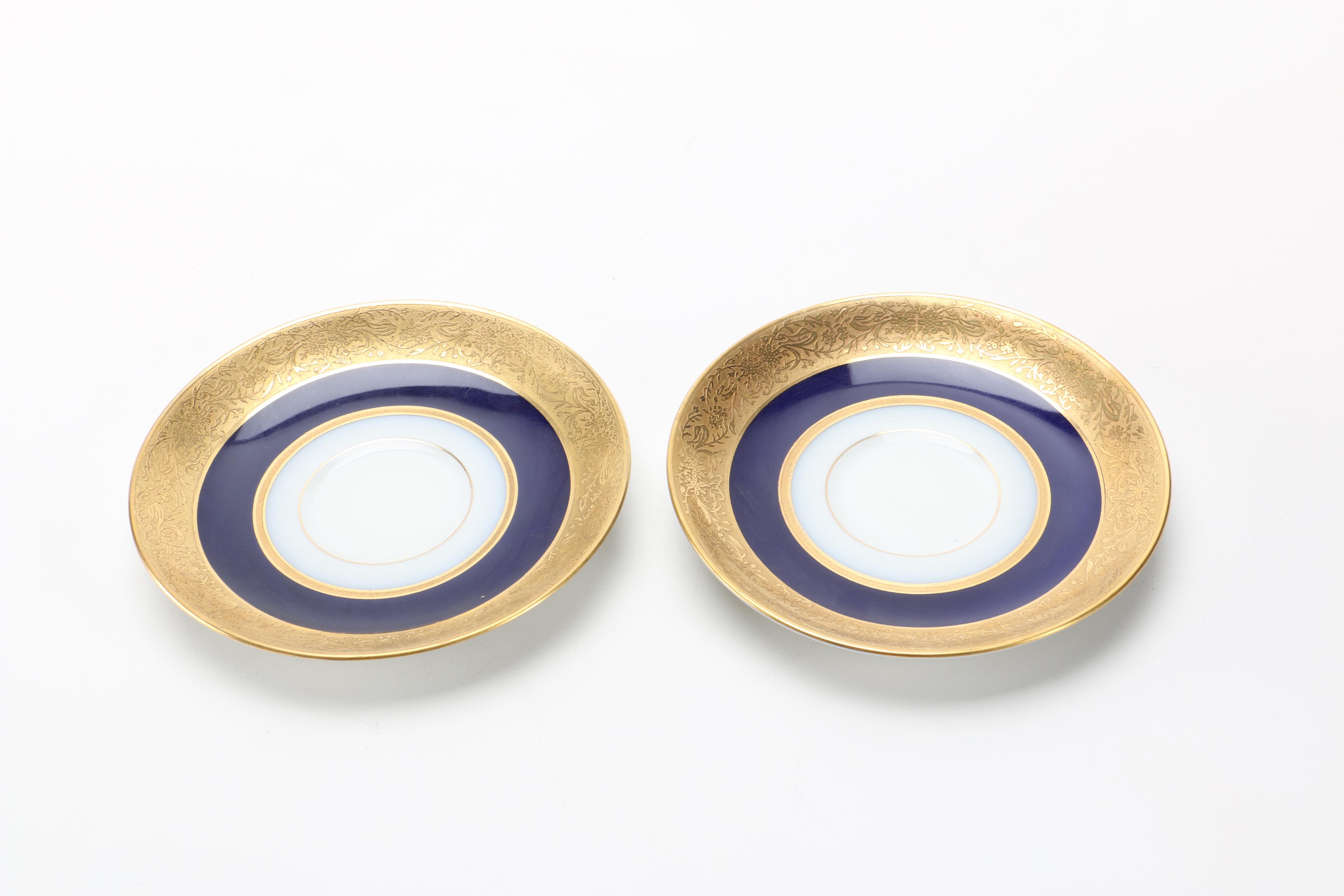 Spode and Limoges Porcelain Teacups and Saucers