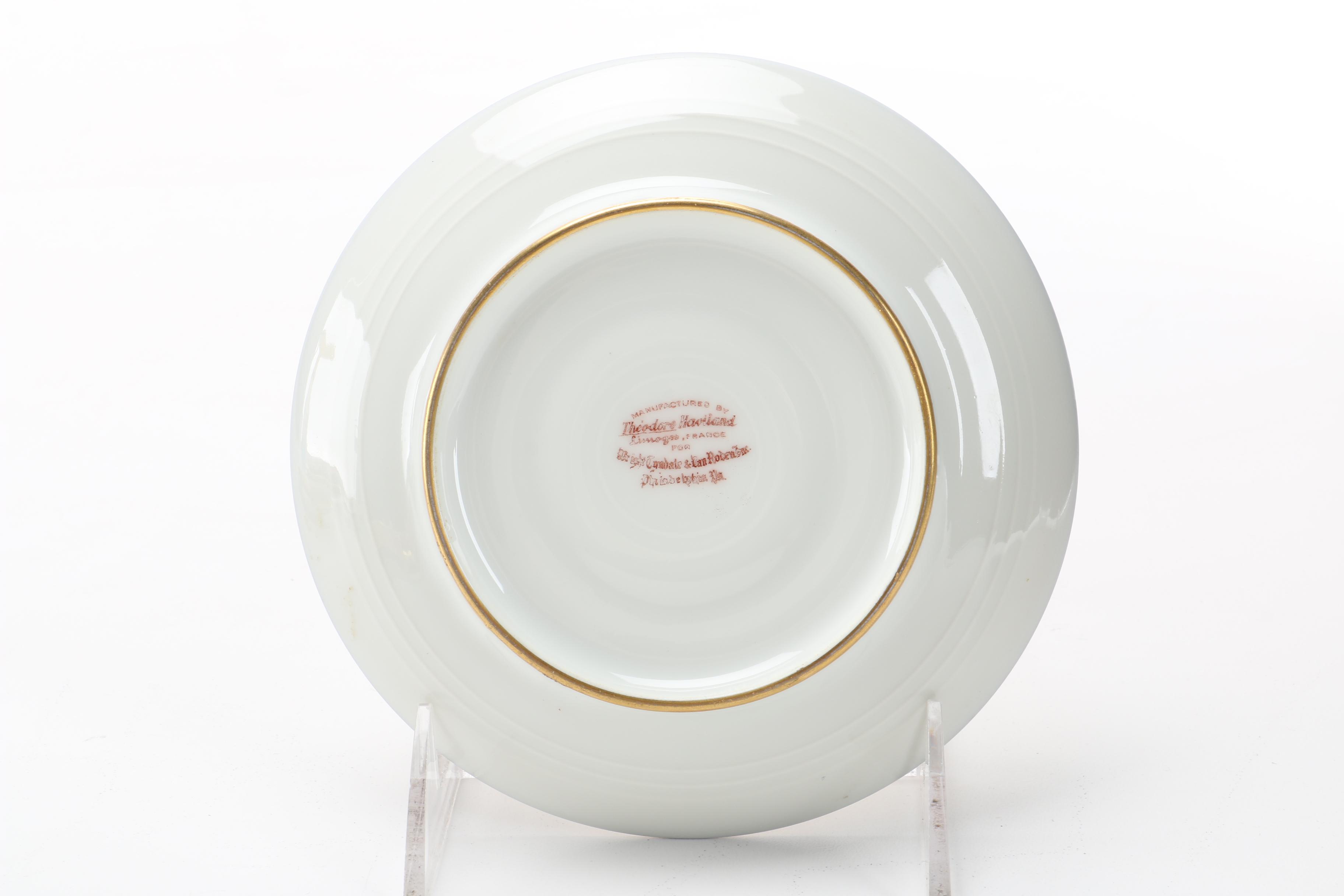 Spode and Limoges Porcelain Teacups and Saucers