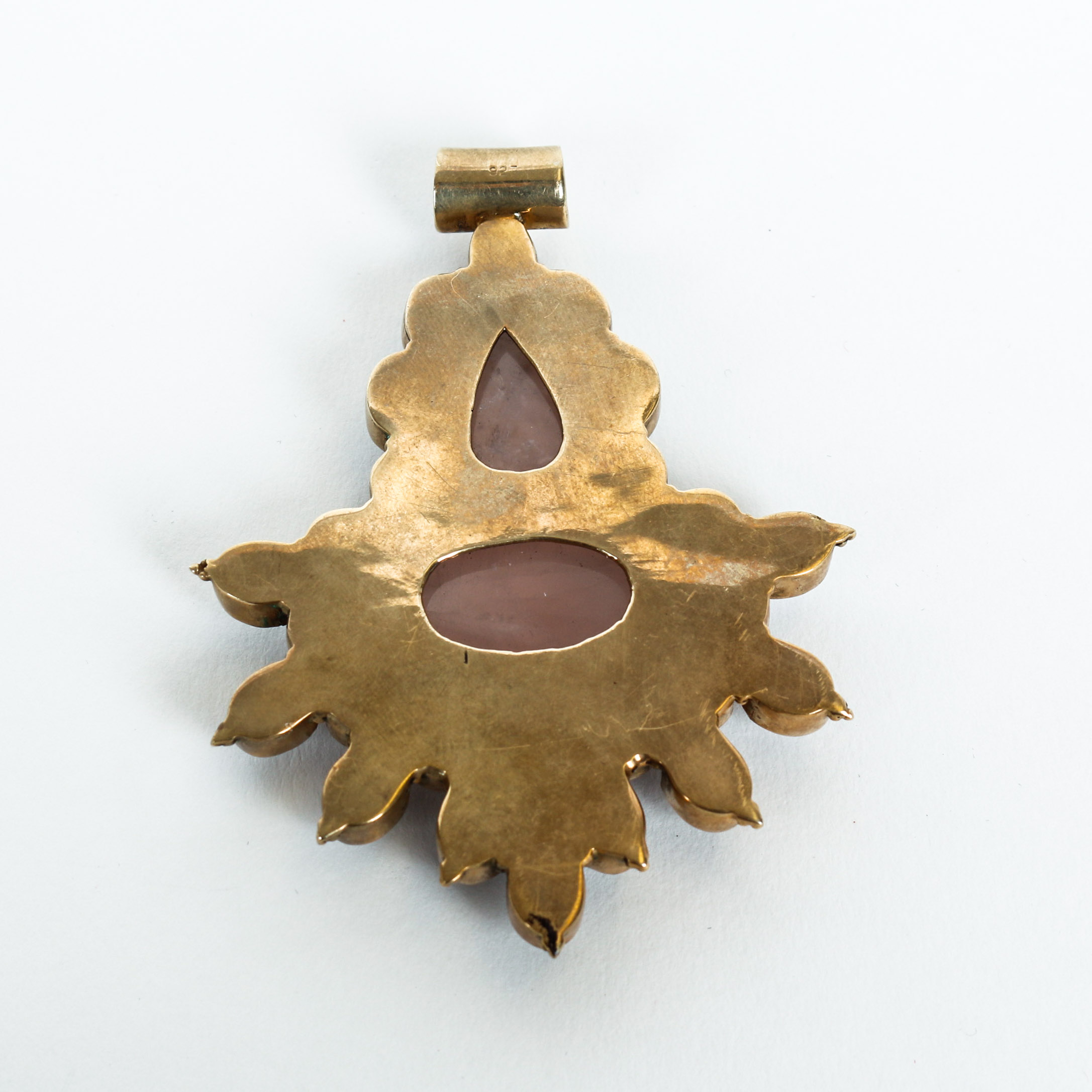 Vintage  Sterling Silver, Rose Quartz,  and Moonstone Pendant