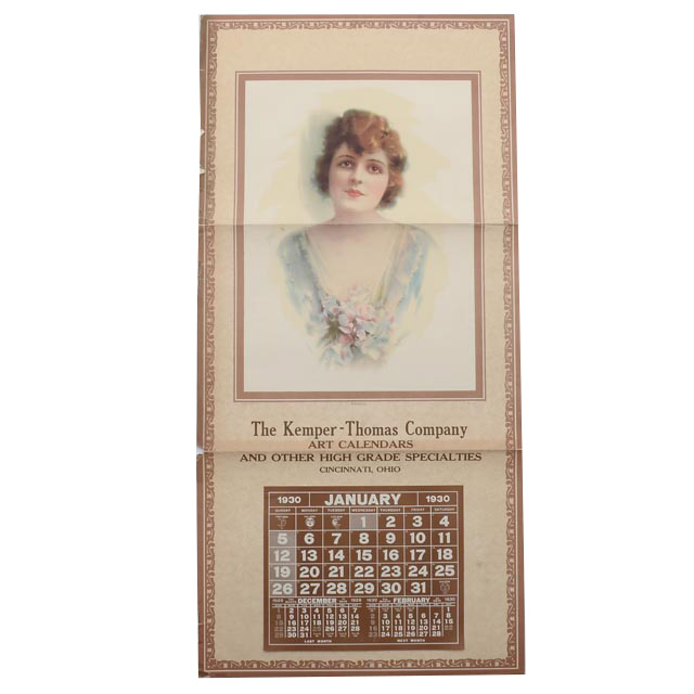 Large Vintage Original 1930 Art Calendar