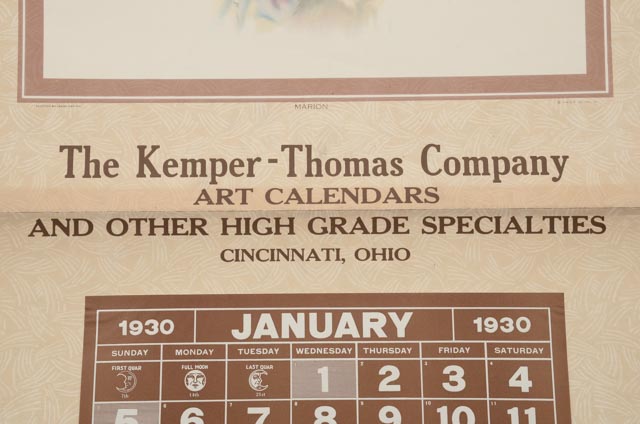 Large Vintage Original 1930 Art Calendar