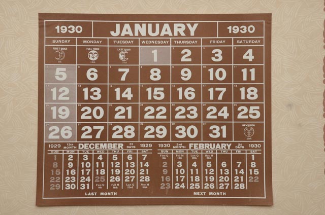 Large Vintage Original 1930 Art Calendar