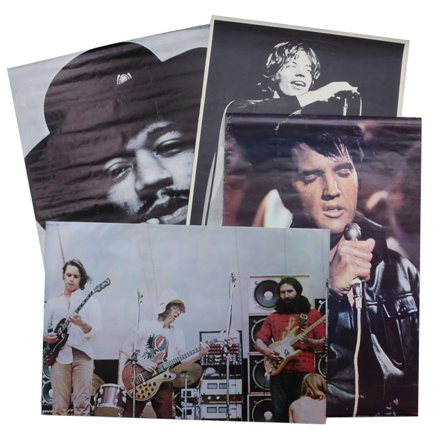 Four Posters Depicting Rock and Roll Legends