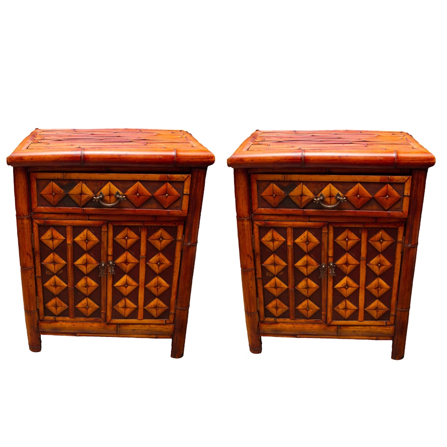 Asian Inspired Bamboo Style Nightstands