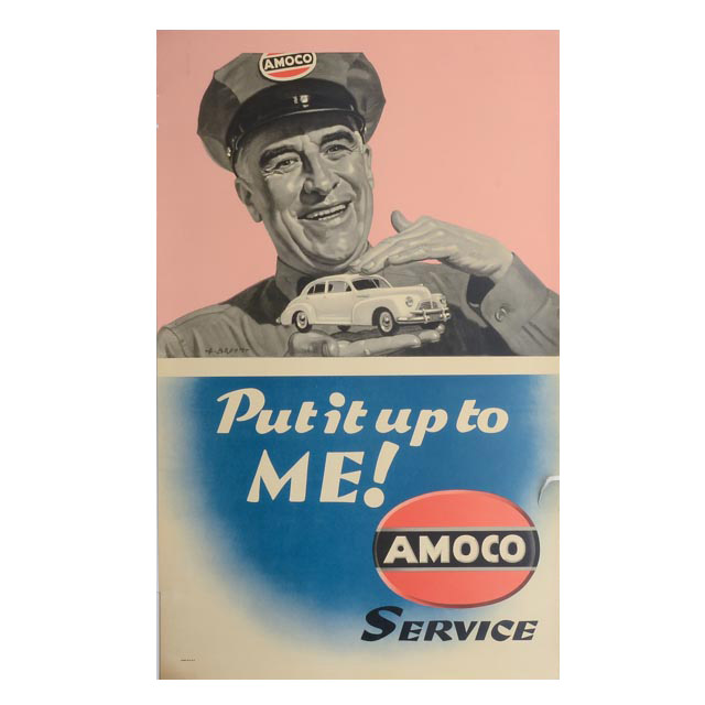Original 1940s Amoco Service Poster "Put it up to ME!"