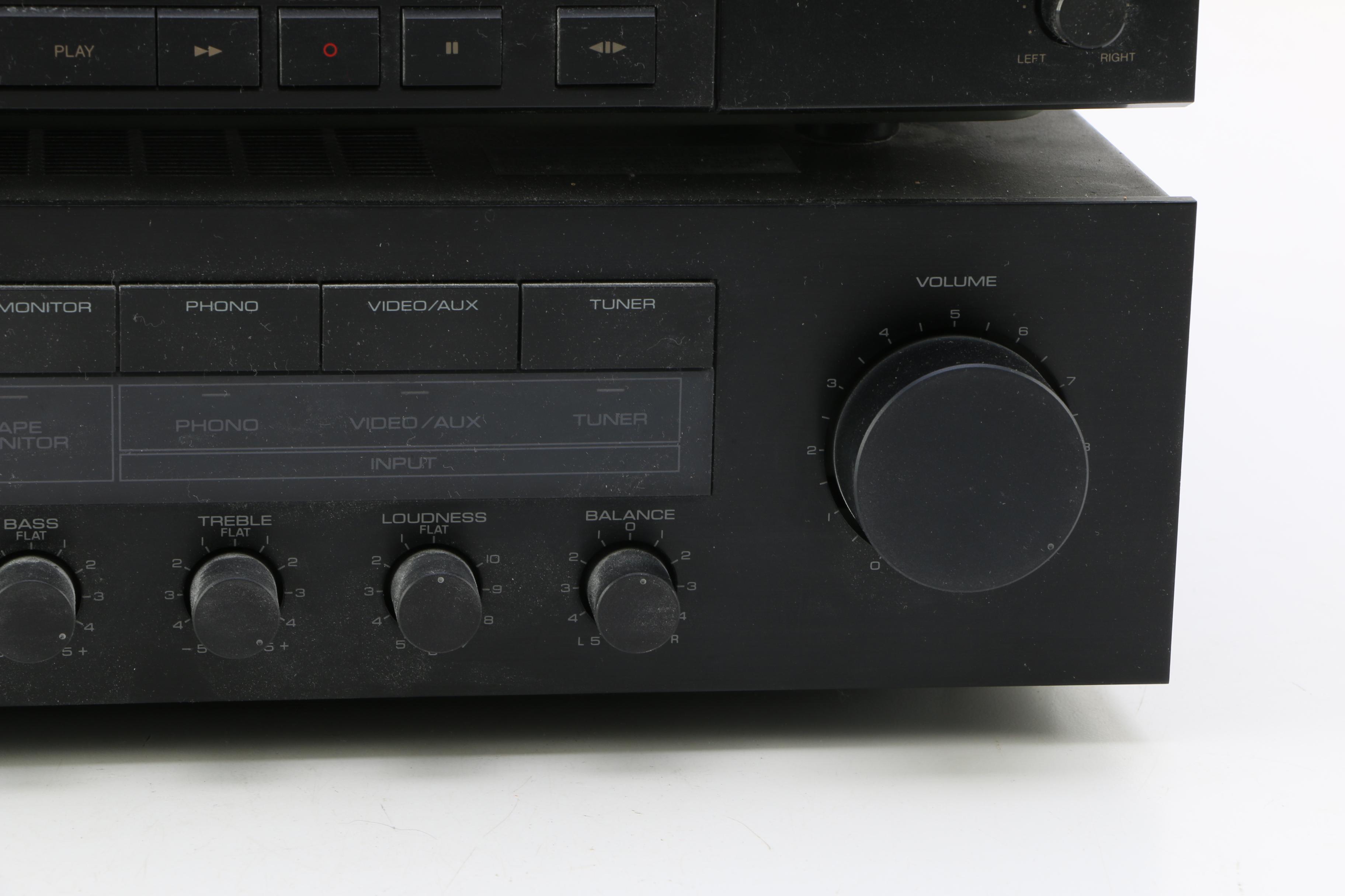 Turntable, Receiver, Cassette Player and Classical Theme LPs